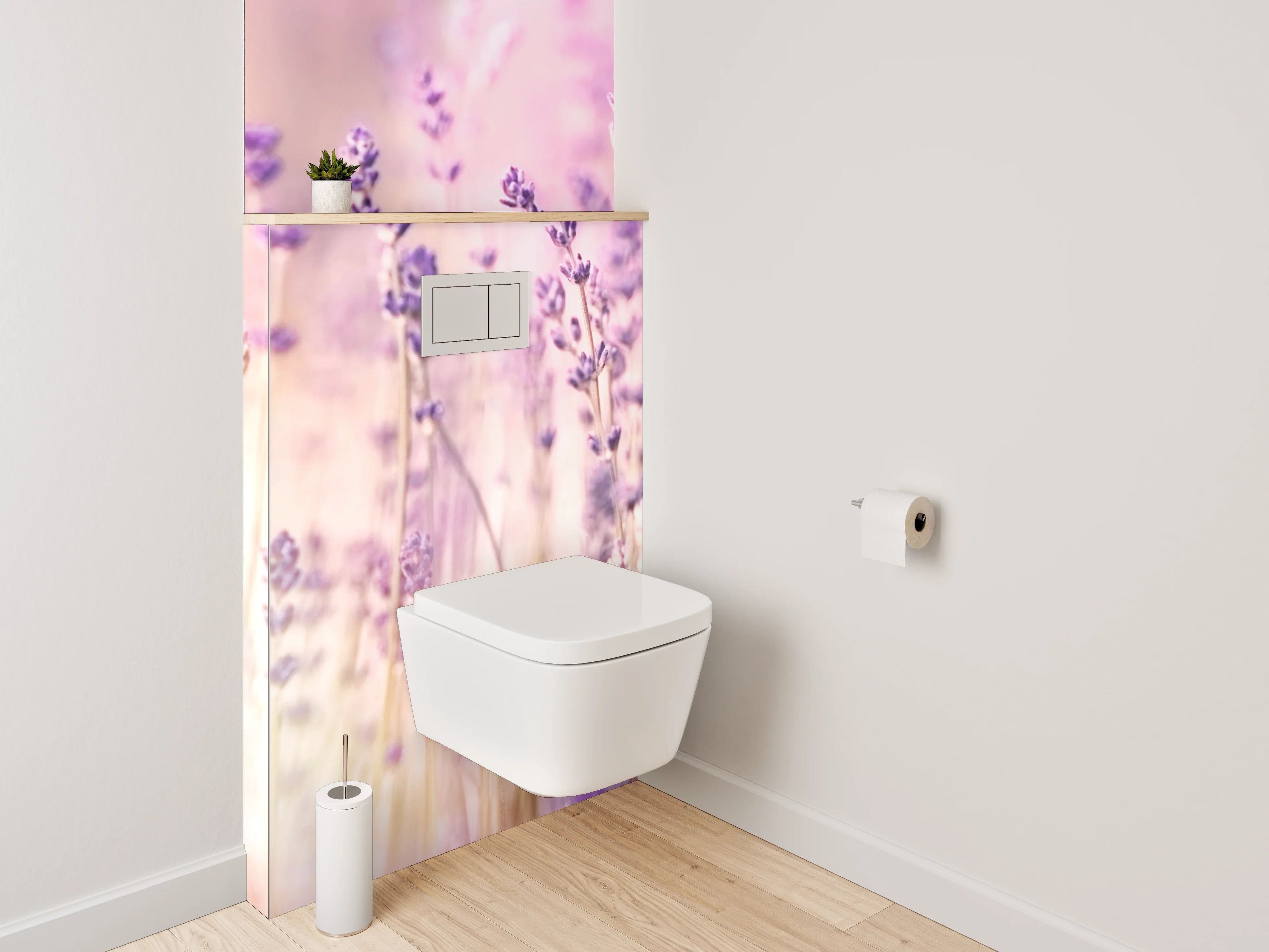 WC-Rückwand - Lavendelwiese in Pastellfarben