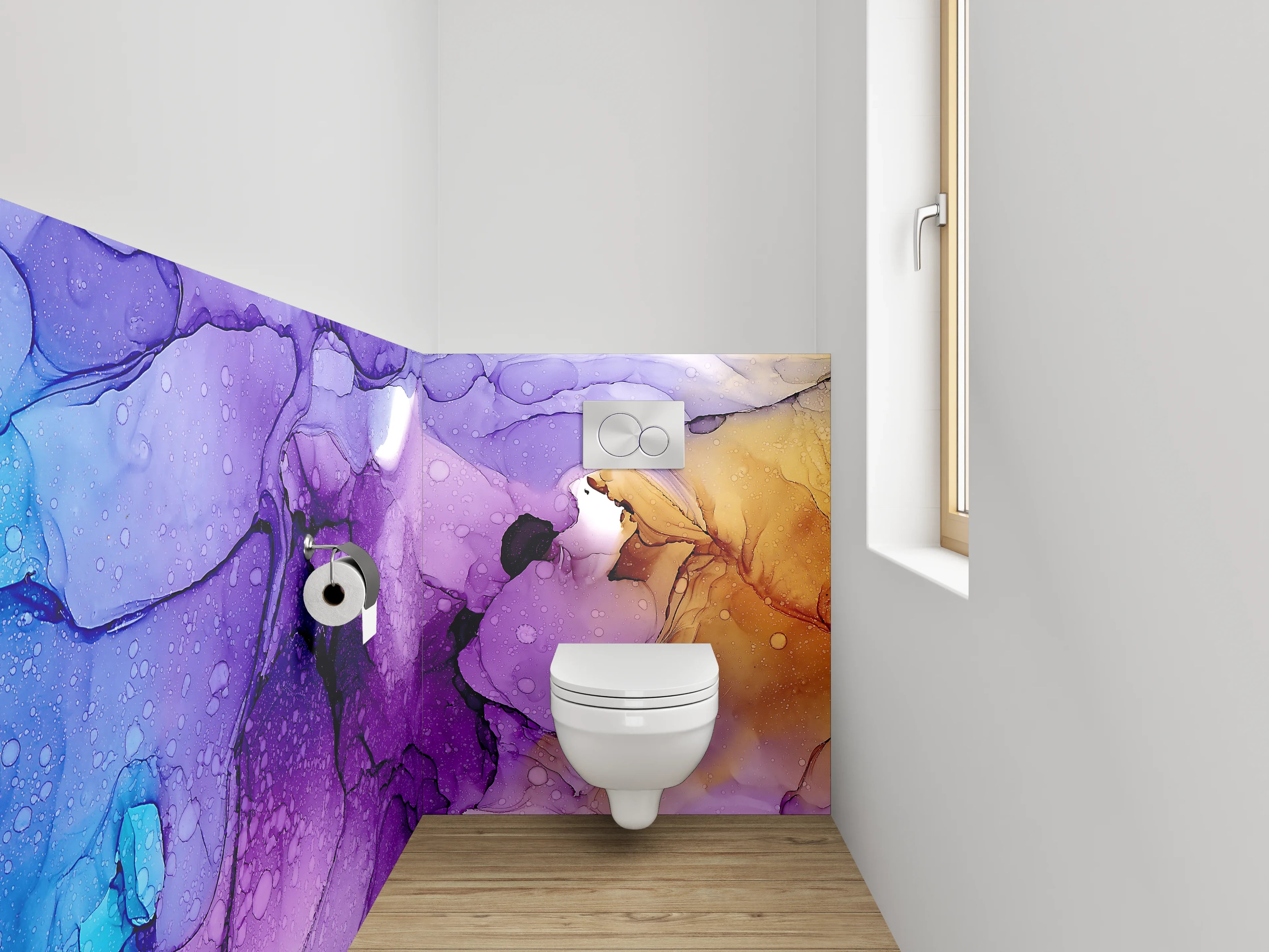 WC-Rückwand - Lebendige Wasserfarben-Explosion