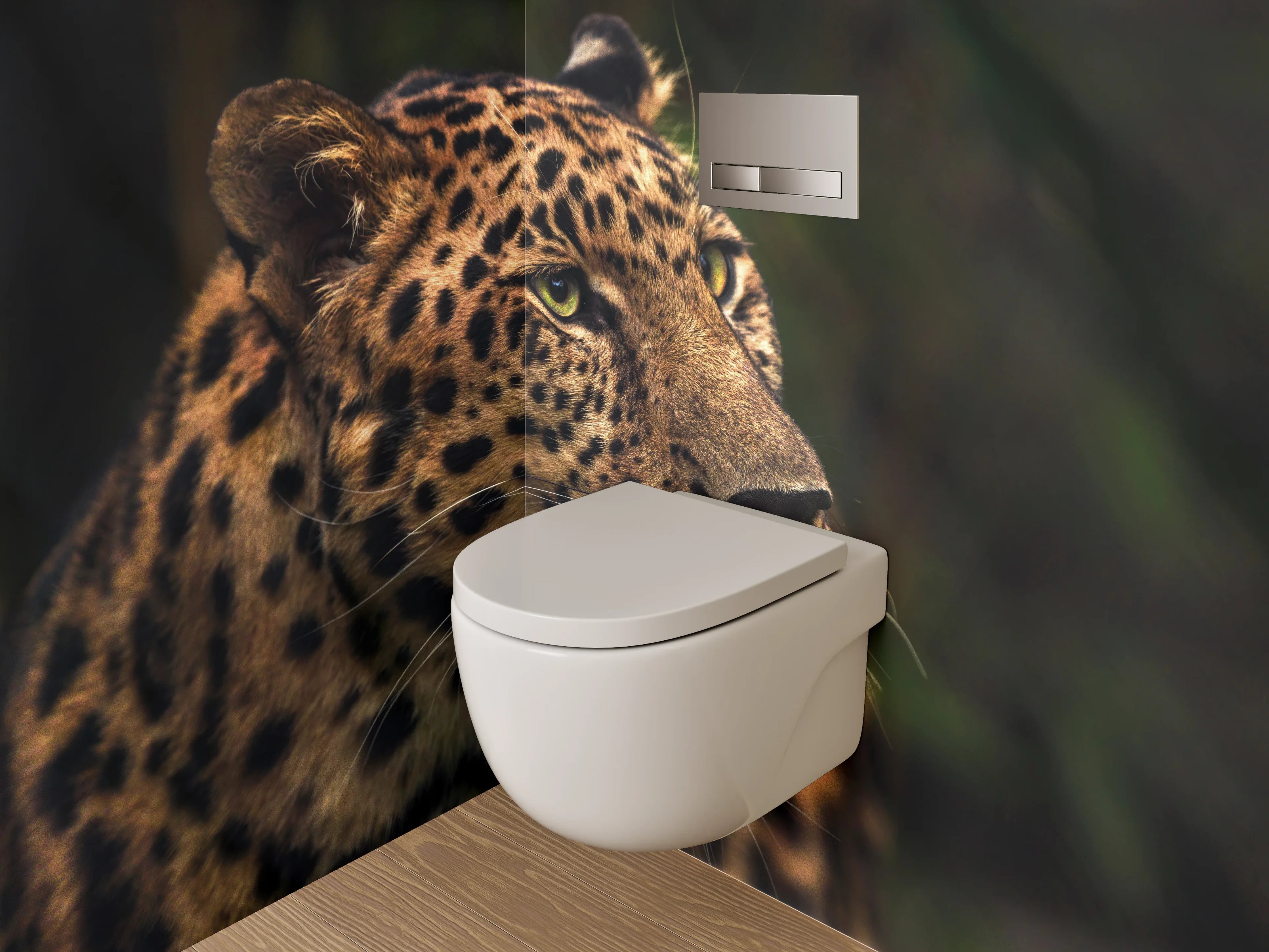 WC-Rückwand - Leopard mit beeindruckender Mimik