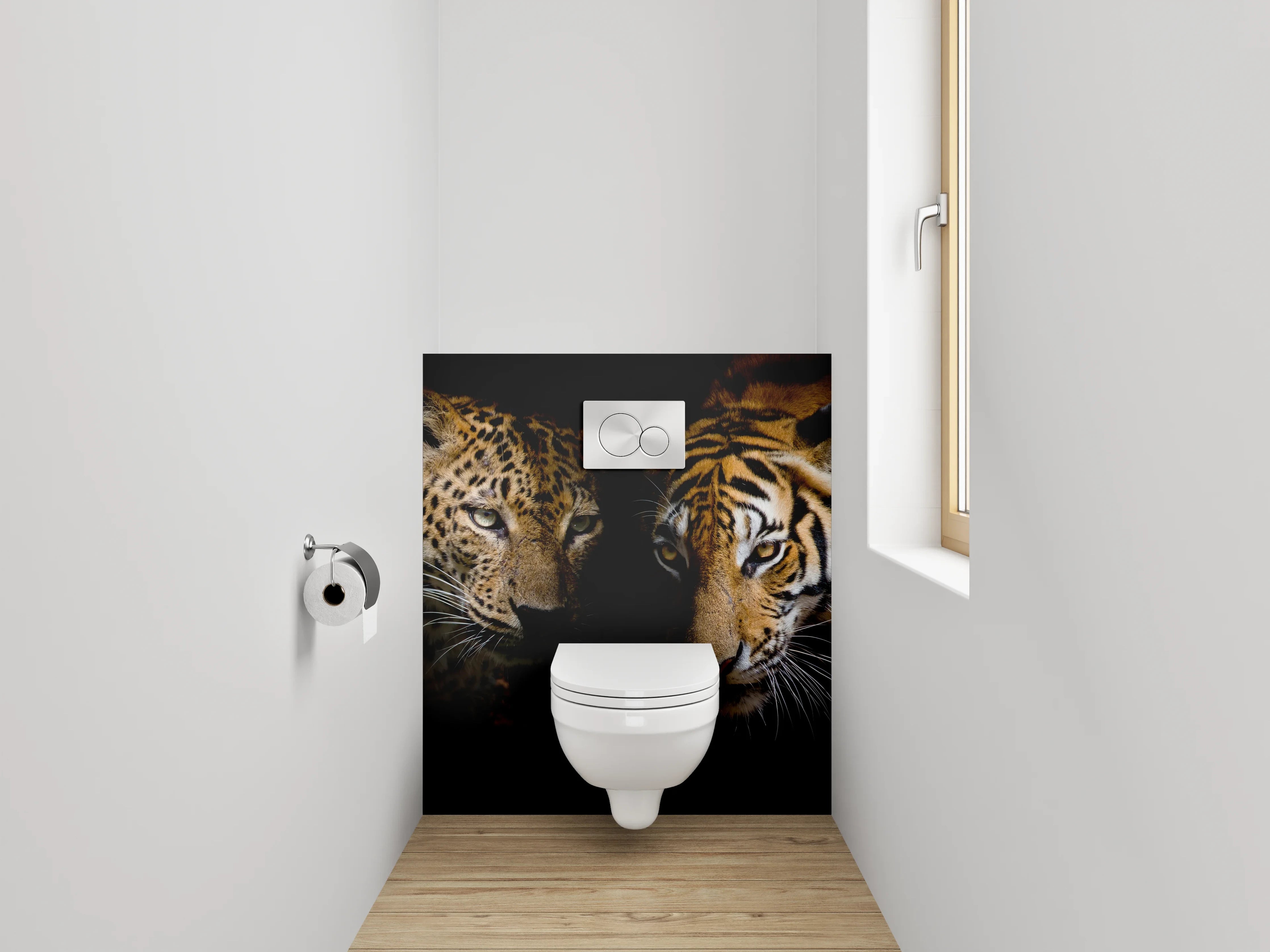 WC-Rückwand - Leopard und Tiger – Eleganz in der Wildnis