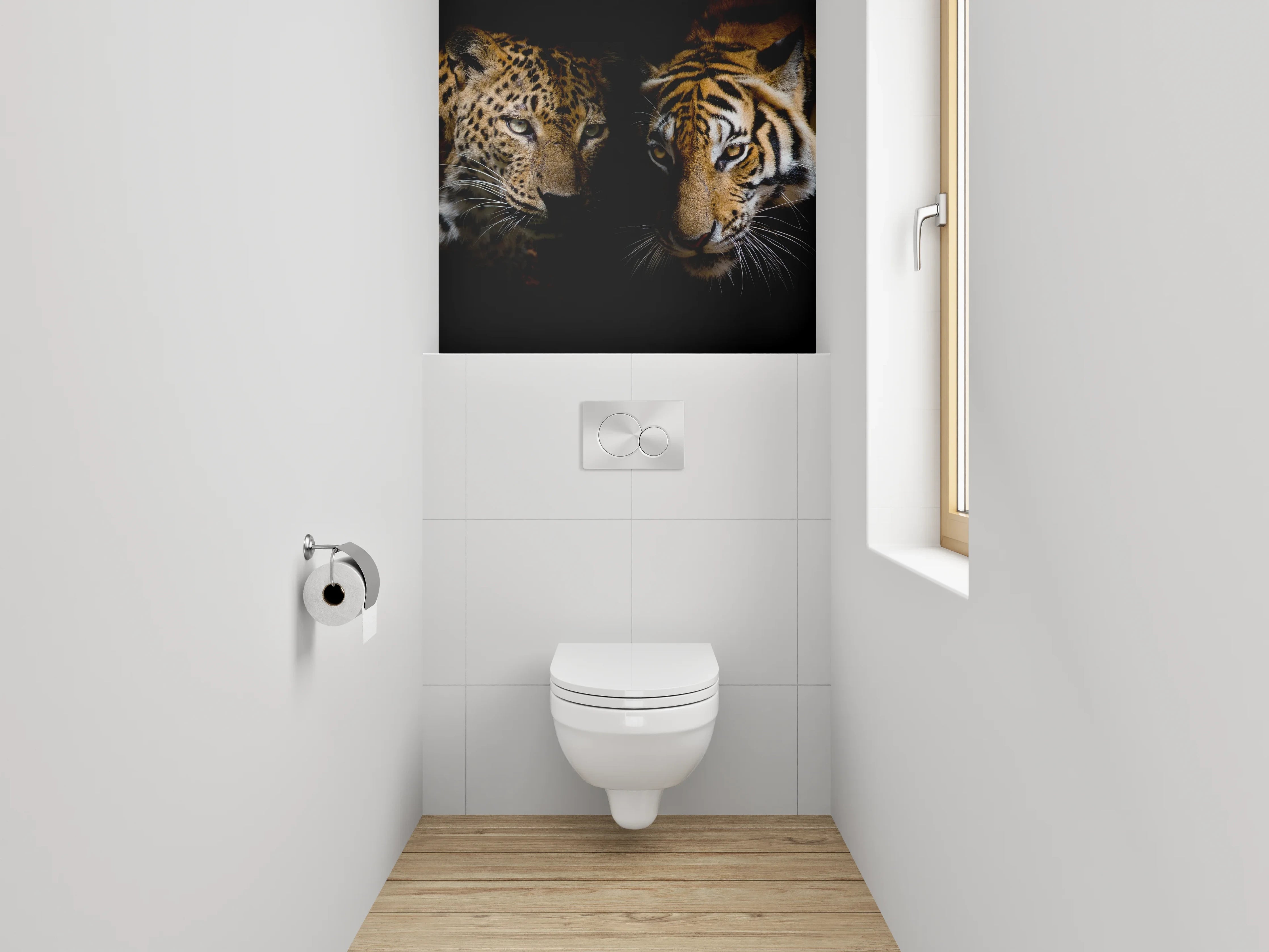 WC-Rückwand - Leopard und Tiger – Eleganz in der Wildnis