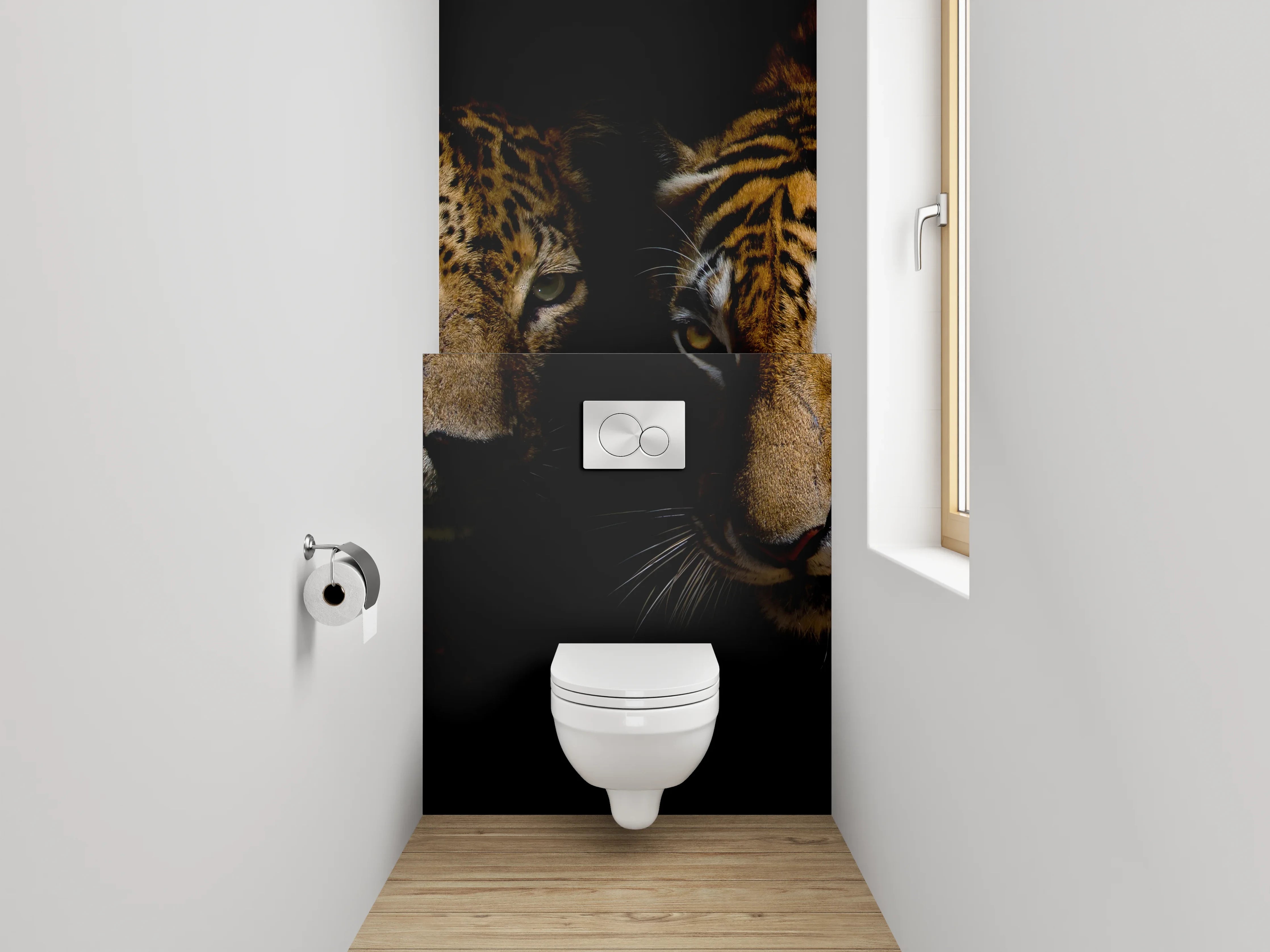 WC-Rückwand - Leopard und Tiger – Eleganz in der Wildnis