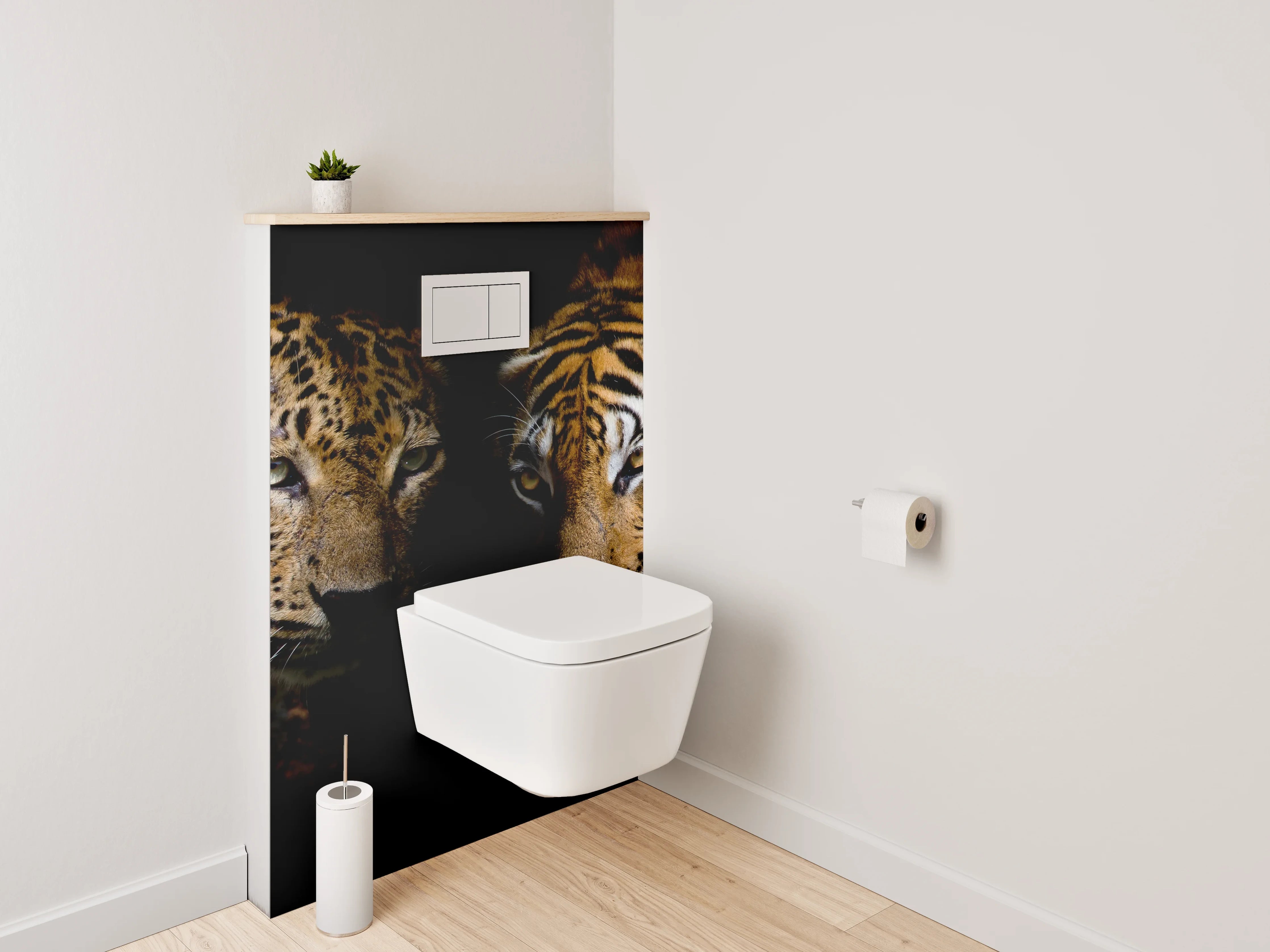 WC-Rückwand - Leopard und Tiger – Eleganz in der Wildnis