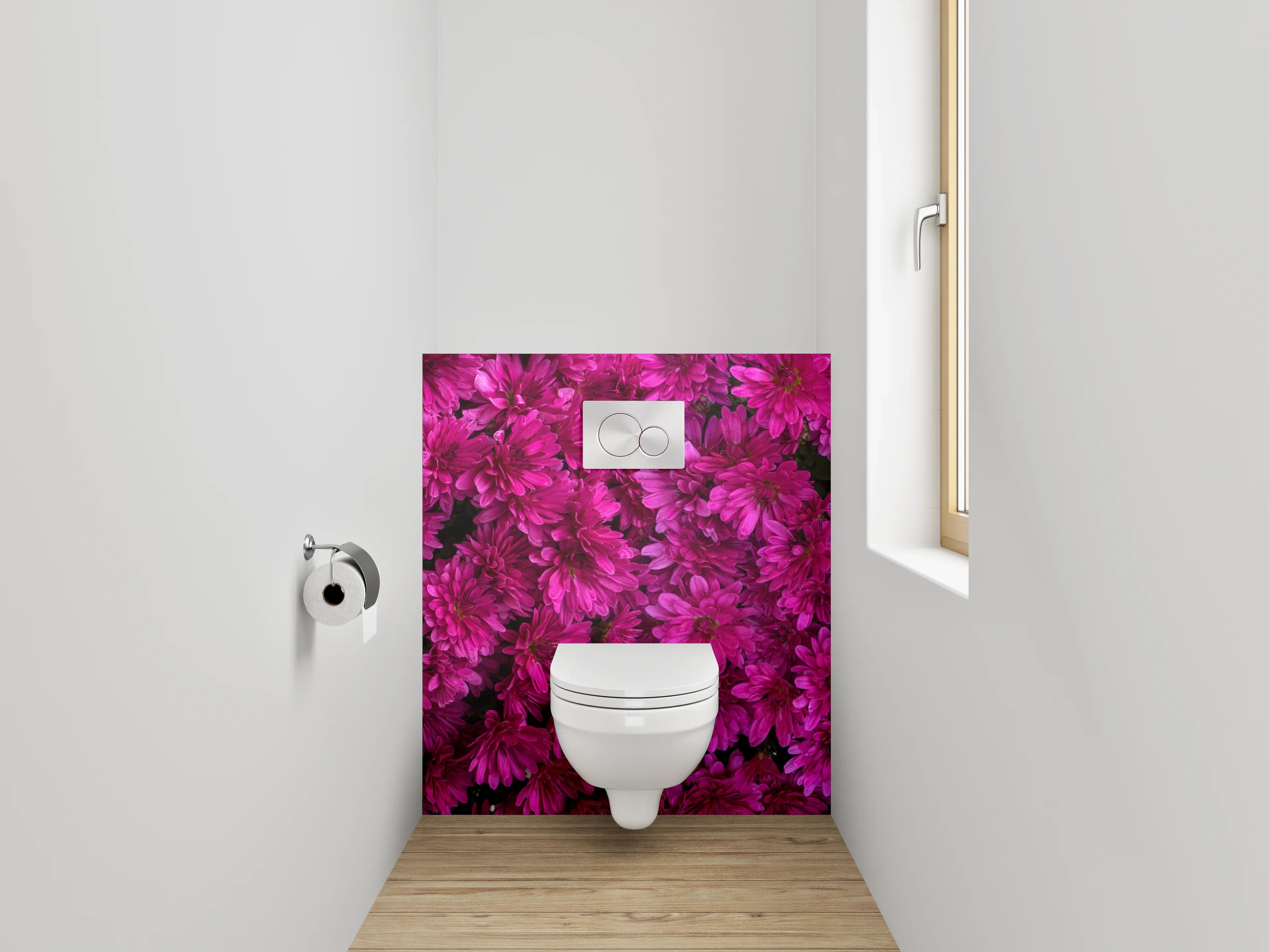 WC-Rückwand - Leuchtende pinke Blumenpracht