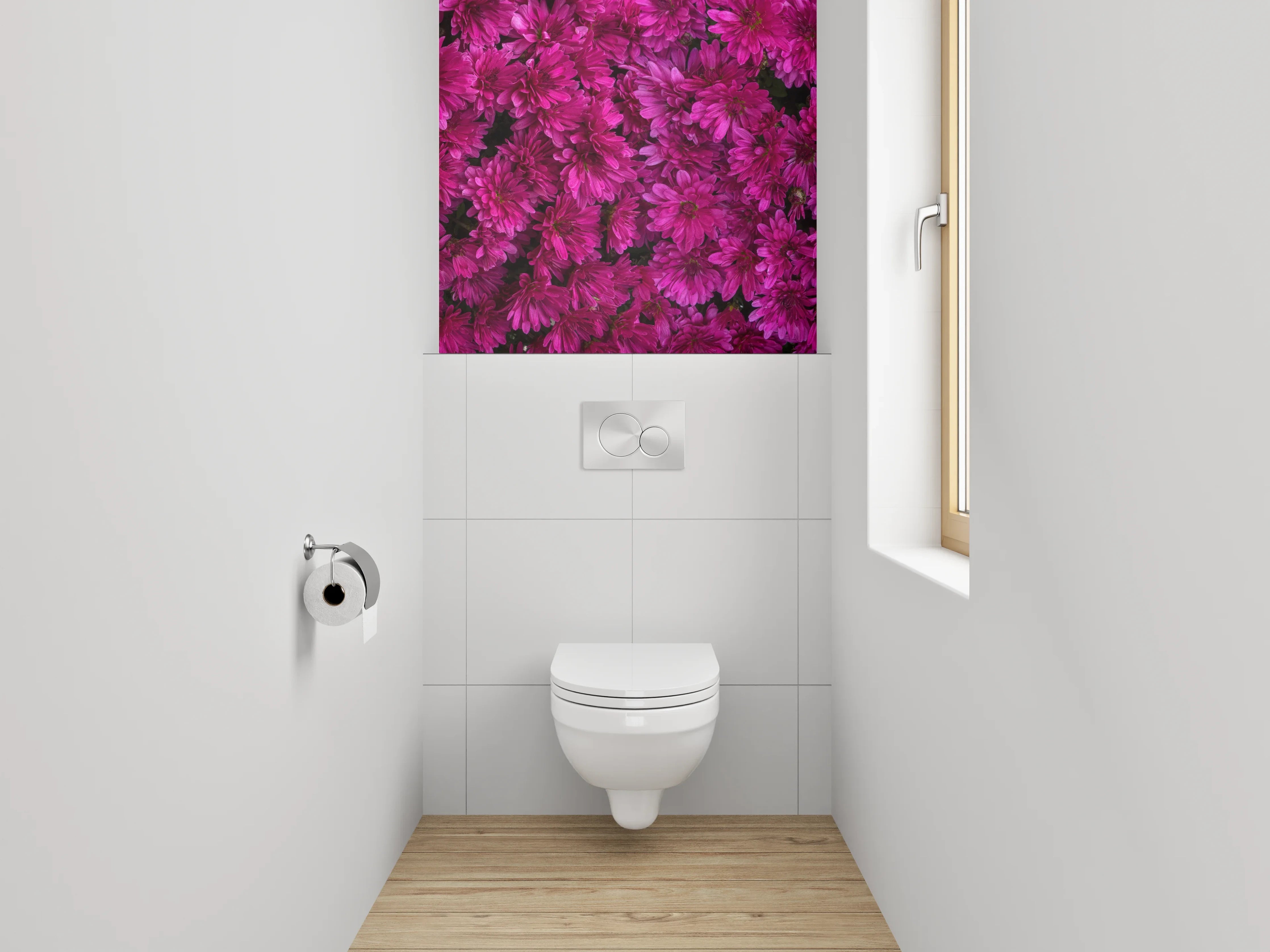WC-Rückwand - Leuchtende pinke Blumenpracht