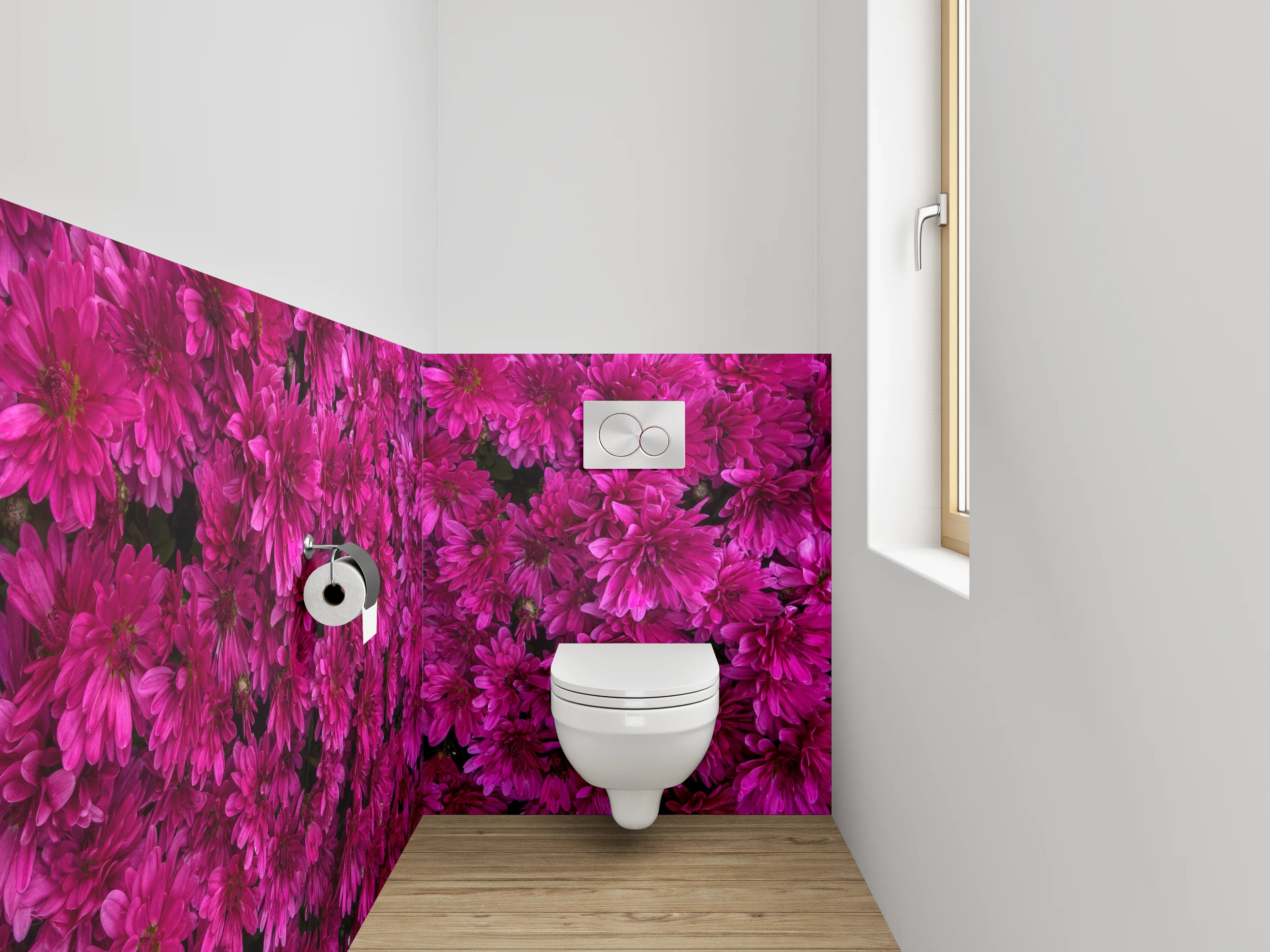 WC-Rückwand - Leuchtende pinke Blumenpracht