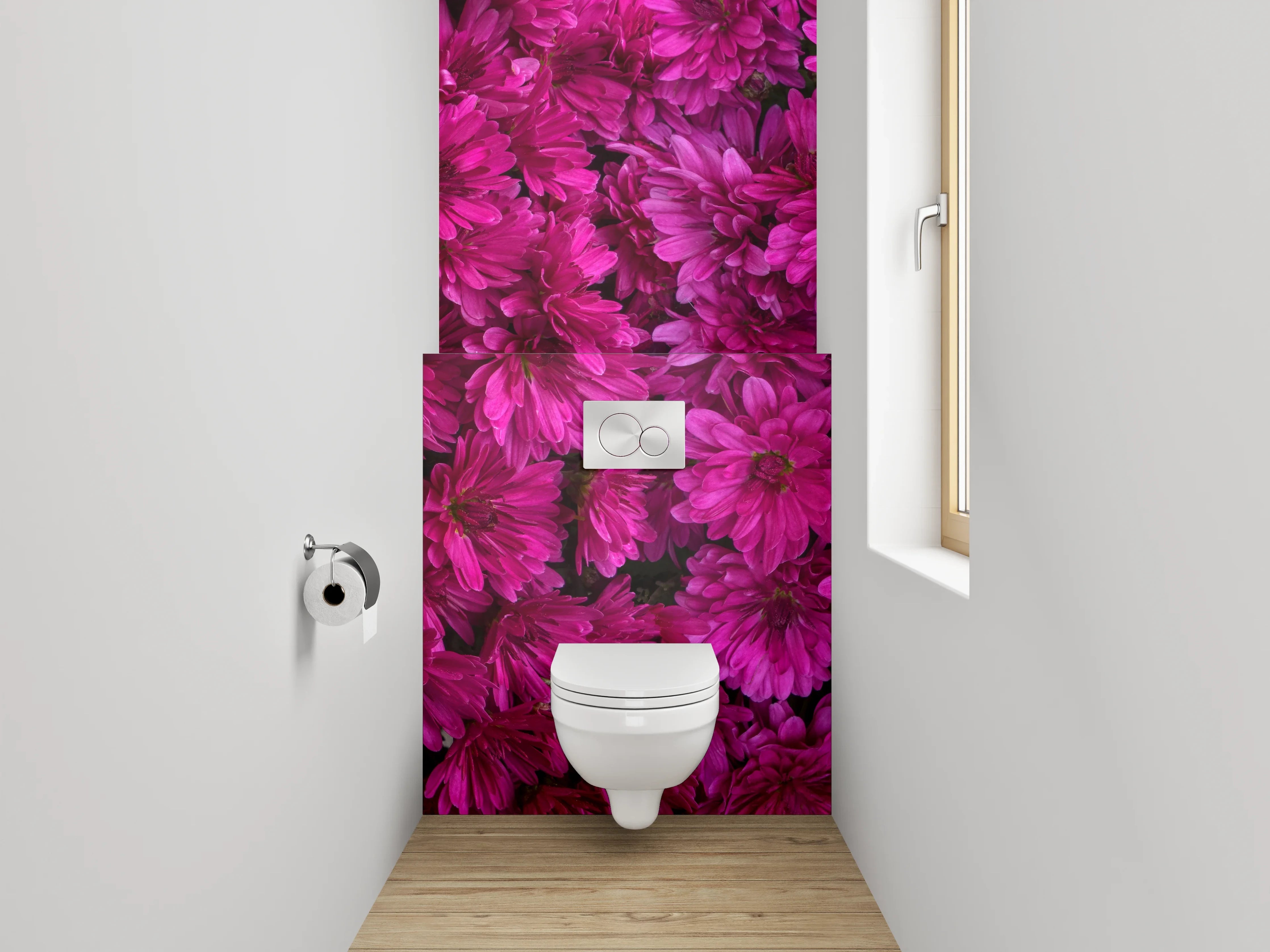 WC-Rückwand - Leuchtende pinke Blumenpracht
