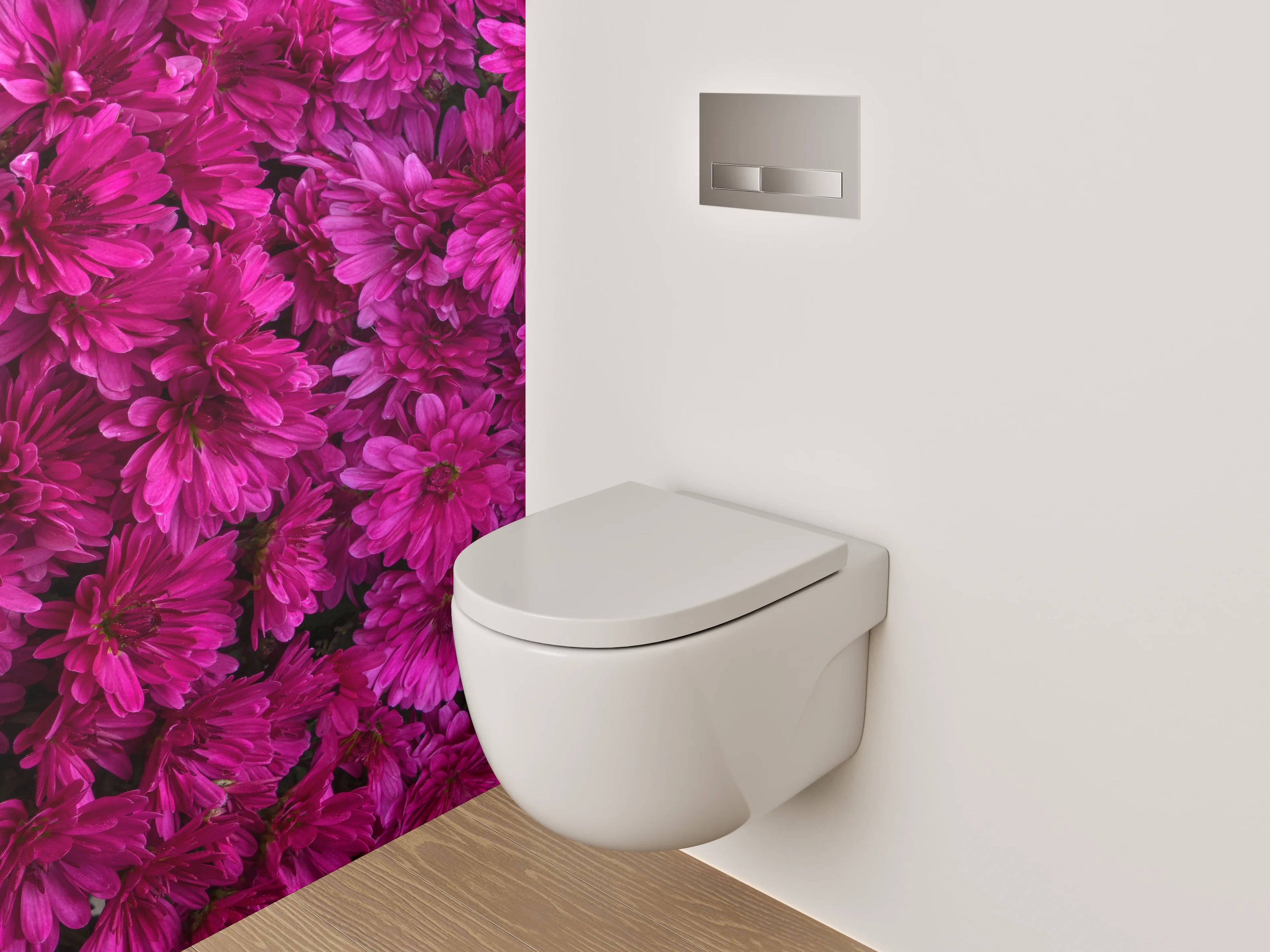 WC-Rückwand - Leuchtende pinke Blumenpracht