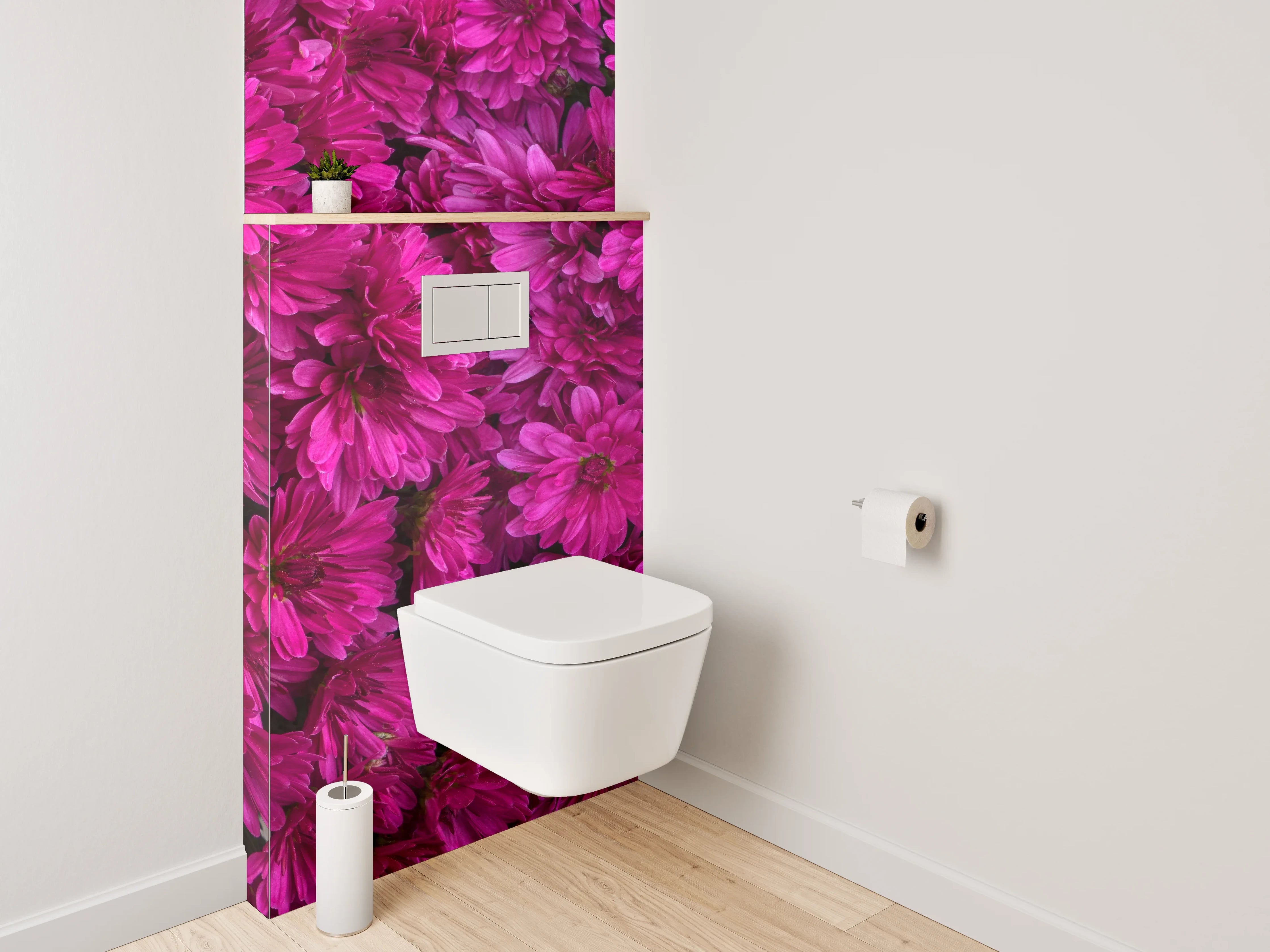 WC-Rückwand - Leuchtende pinke Blumenpracht
