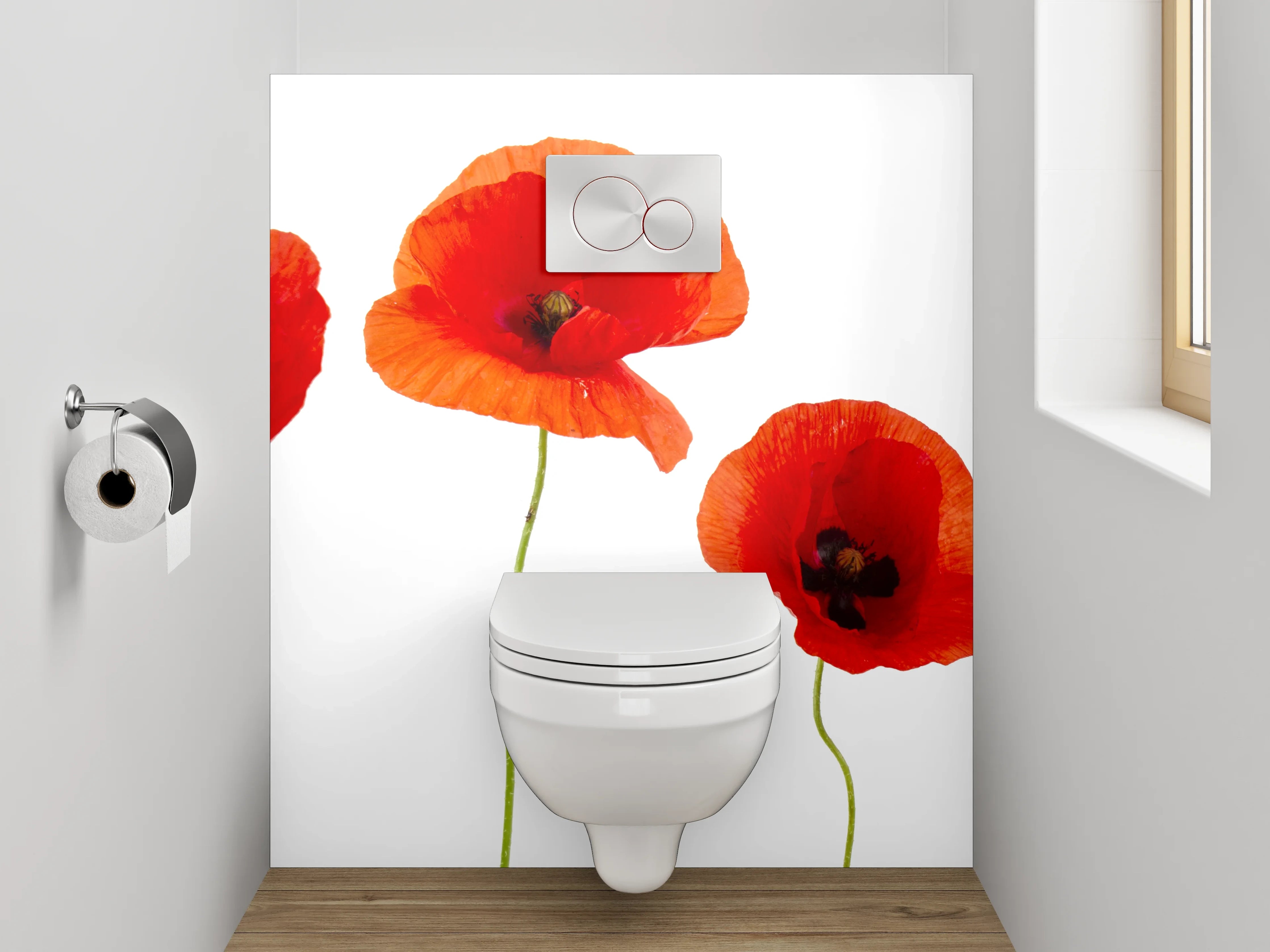 WC-Rückwand - Leuchtende rote Mohnblumen Fotodruck