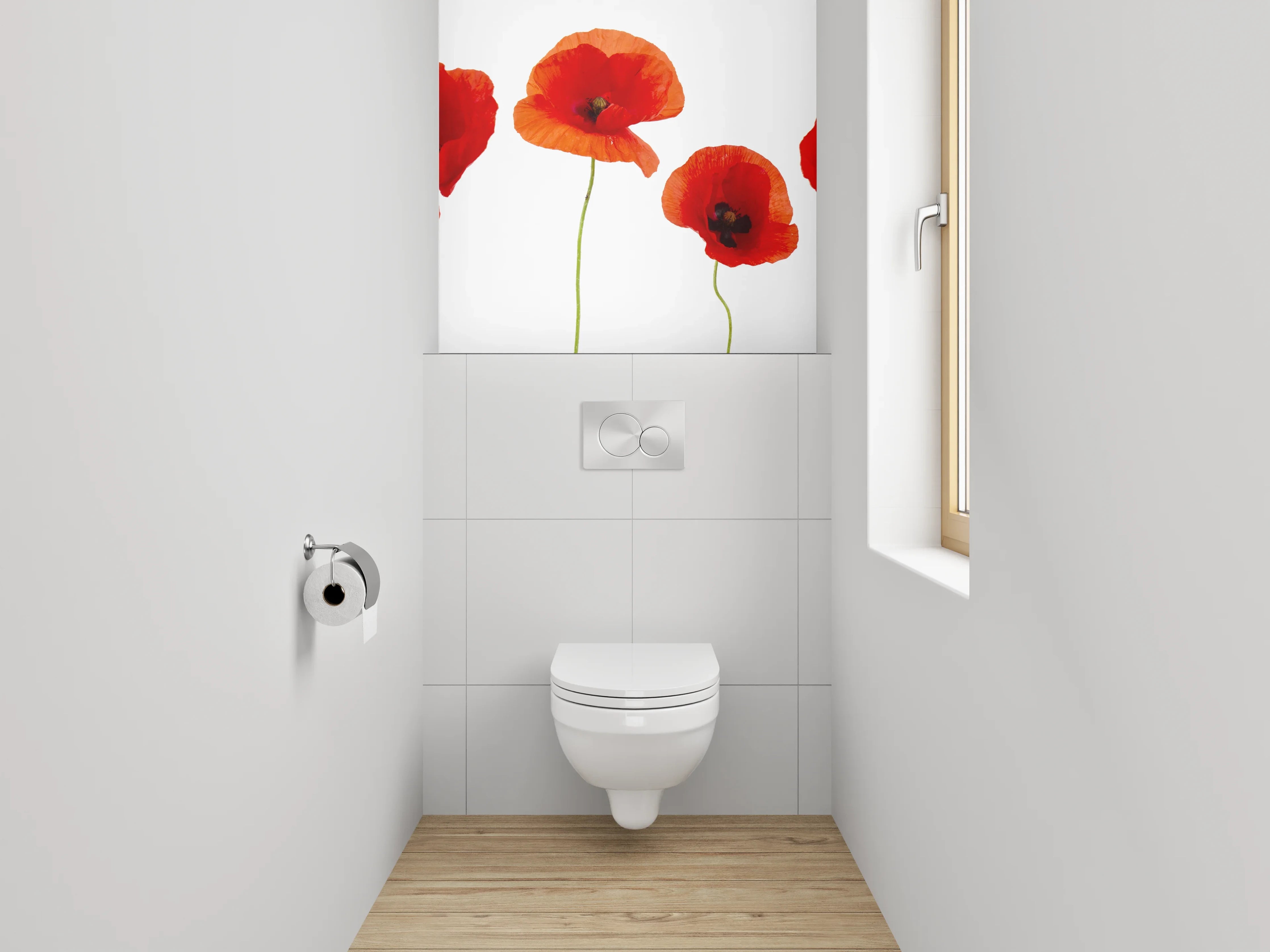 WC-Rückwand - Leuchtende rote Mohnblumen Fotodruck