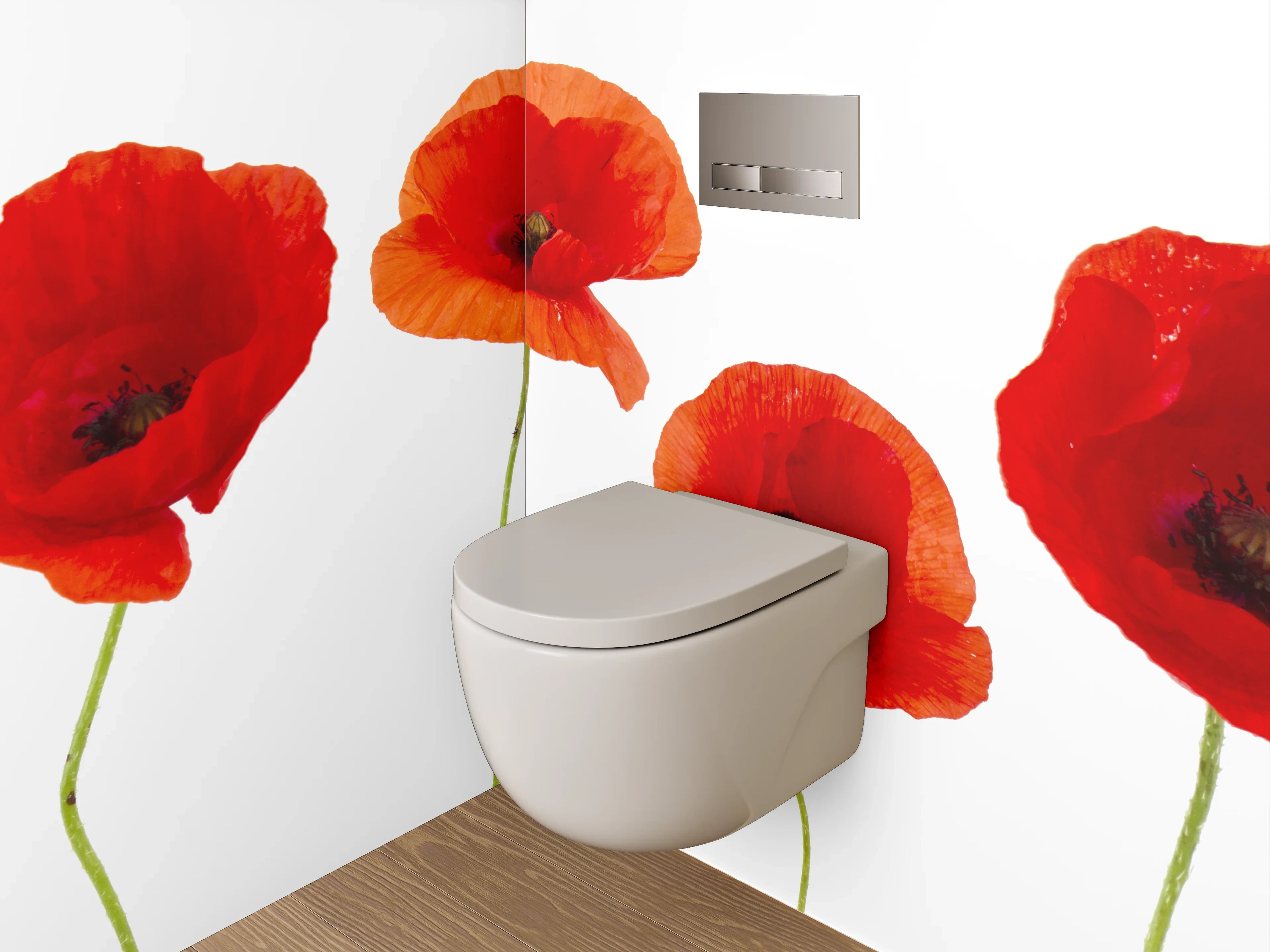 WC-Rückwand - Leuchtende rote Mohnblumen Fotodruck