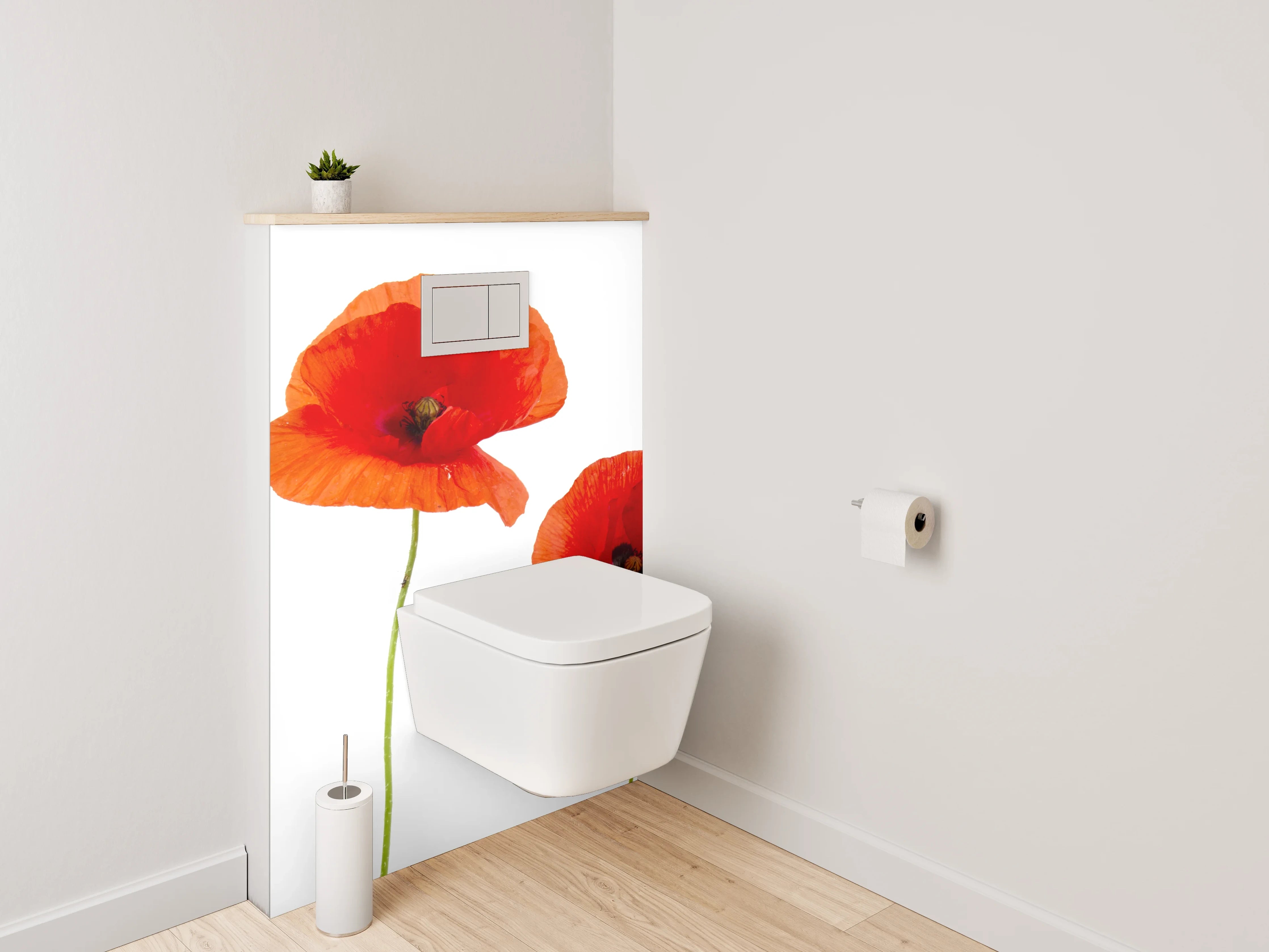 WC-Rückwand - Leuchtende rote Mohnblumen Fotodruck