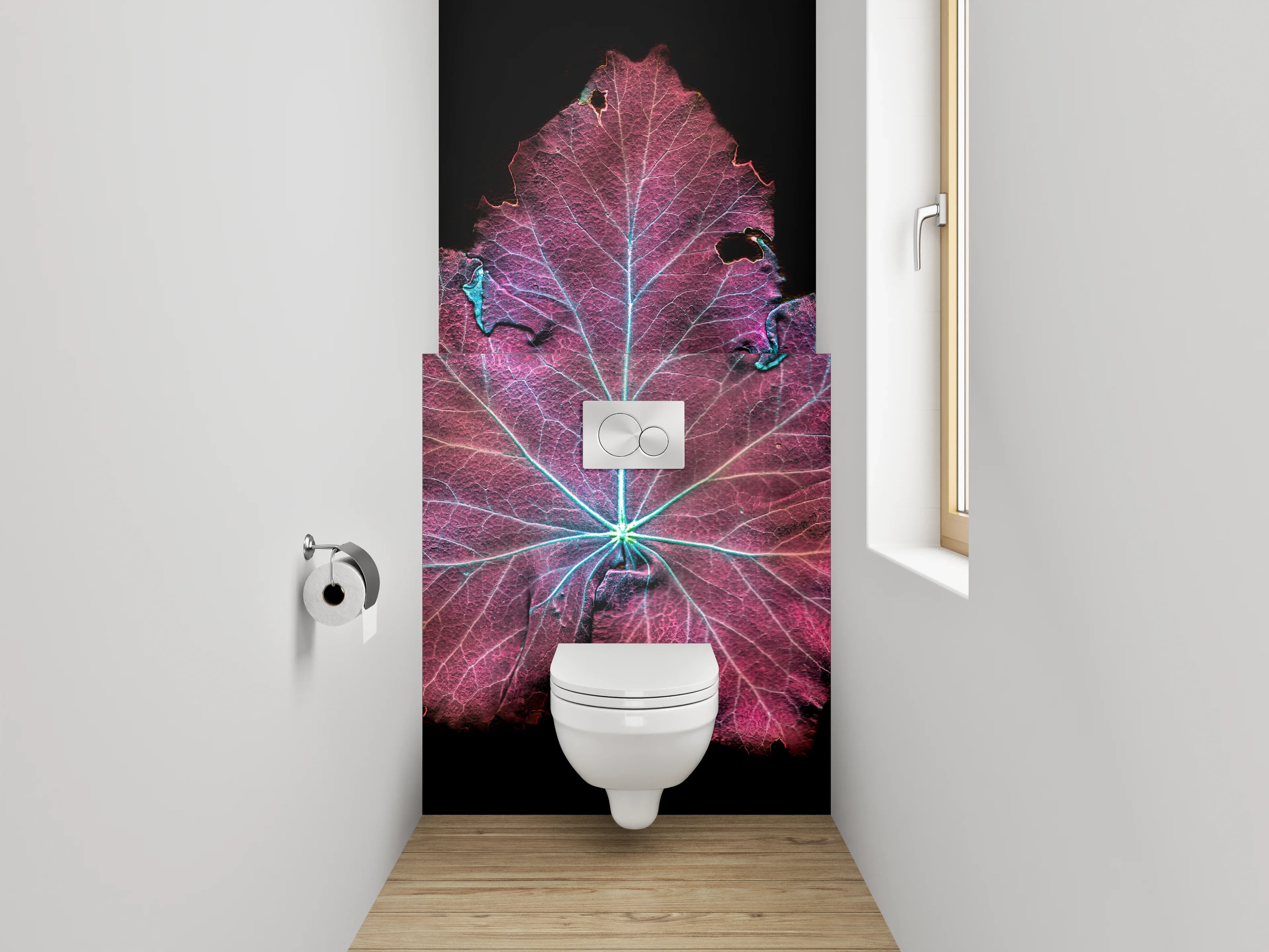 WC-Rückwand - Leuchtendes Blatt abstrakte Kunst