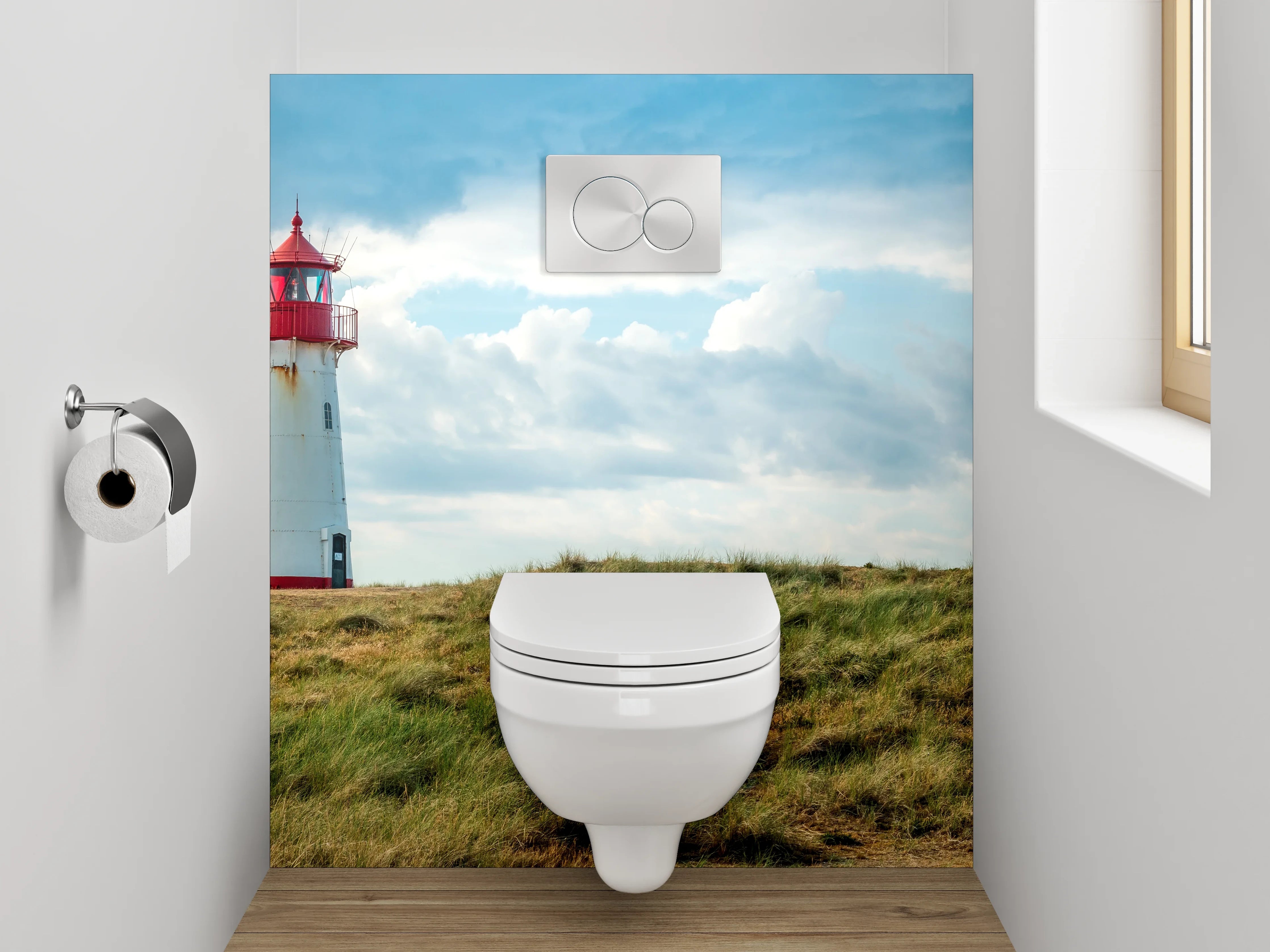 WC-Rückwand - Leuchtturm Küste Dünen Panorama