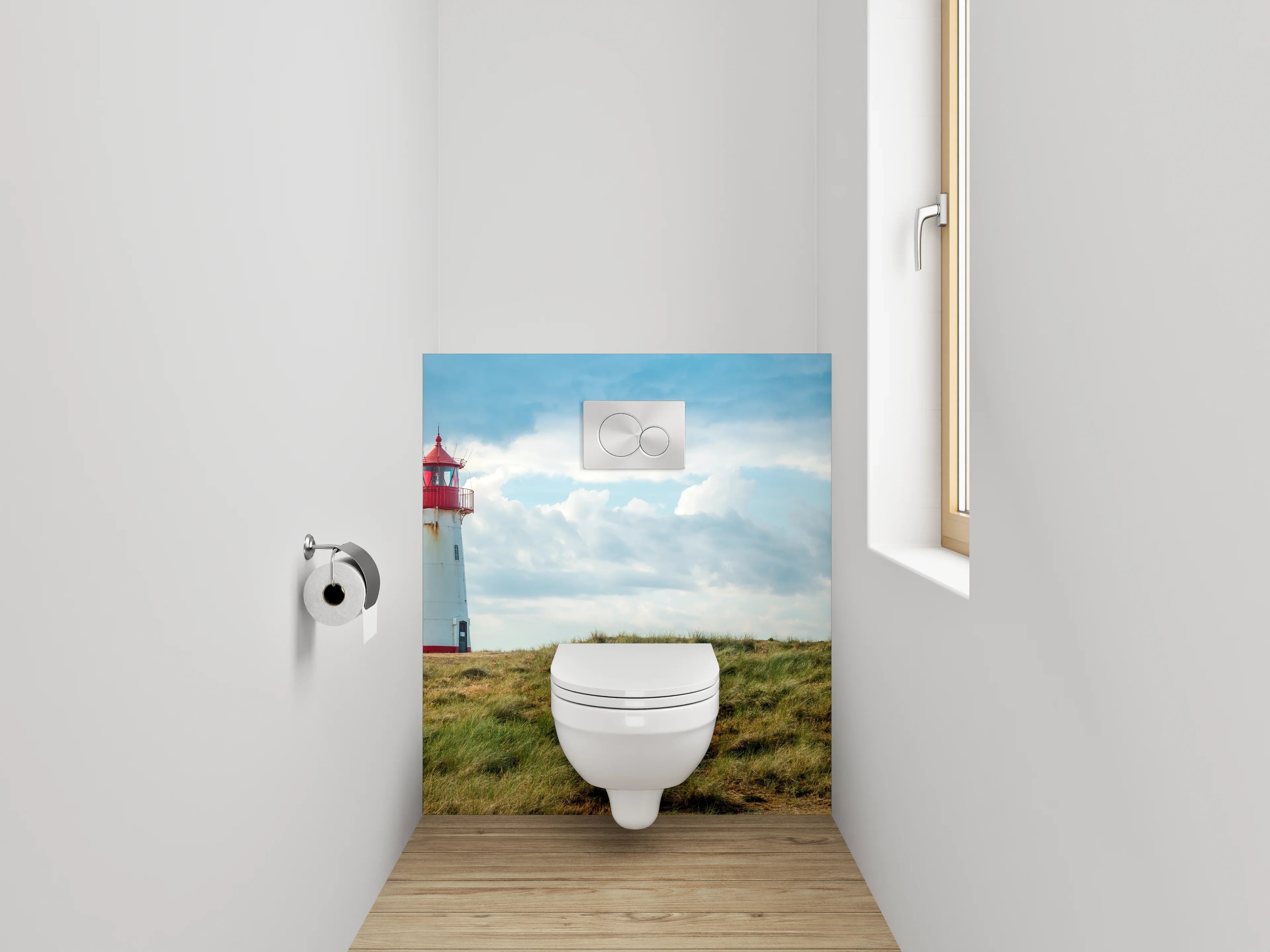 WC-Rückwand - Leuchtturm Küste Dünen Panorama