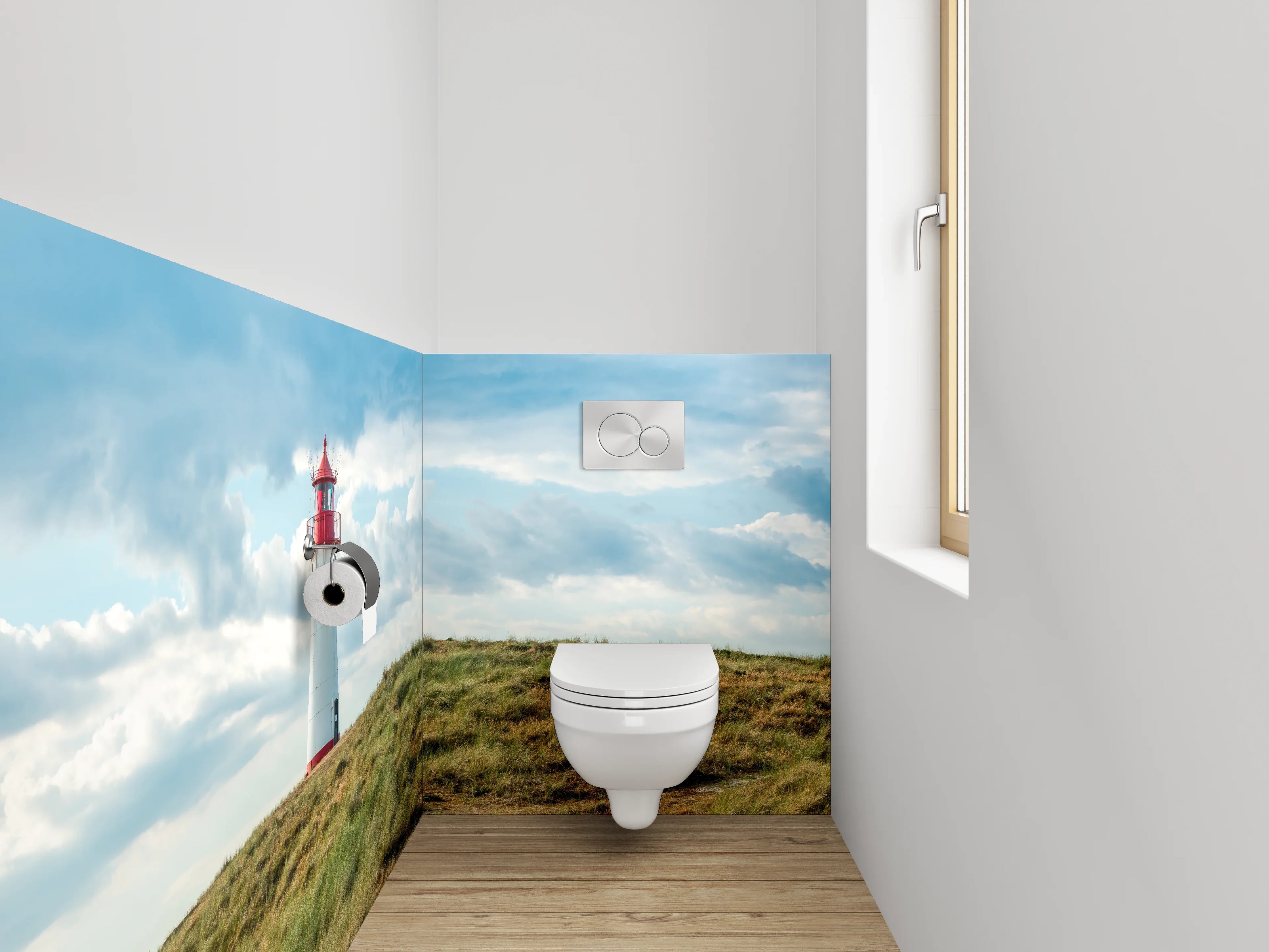 WC-Rückwand - Leuchtturm Küste Dünen Panorama
