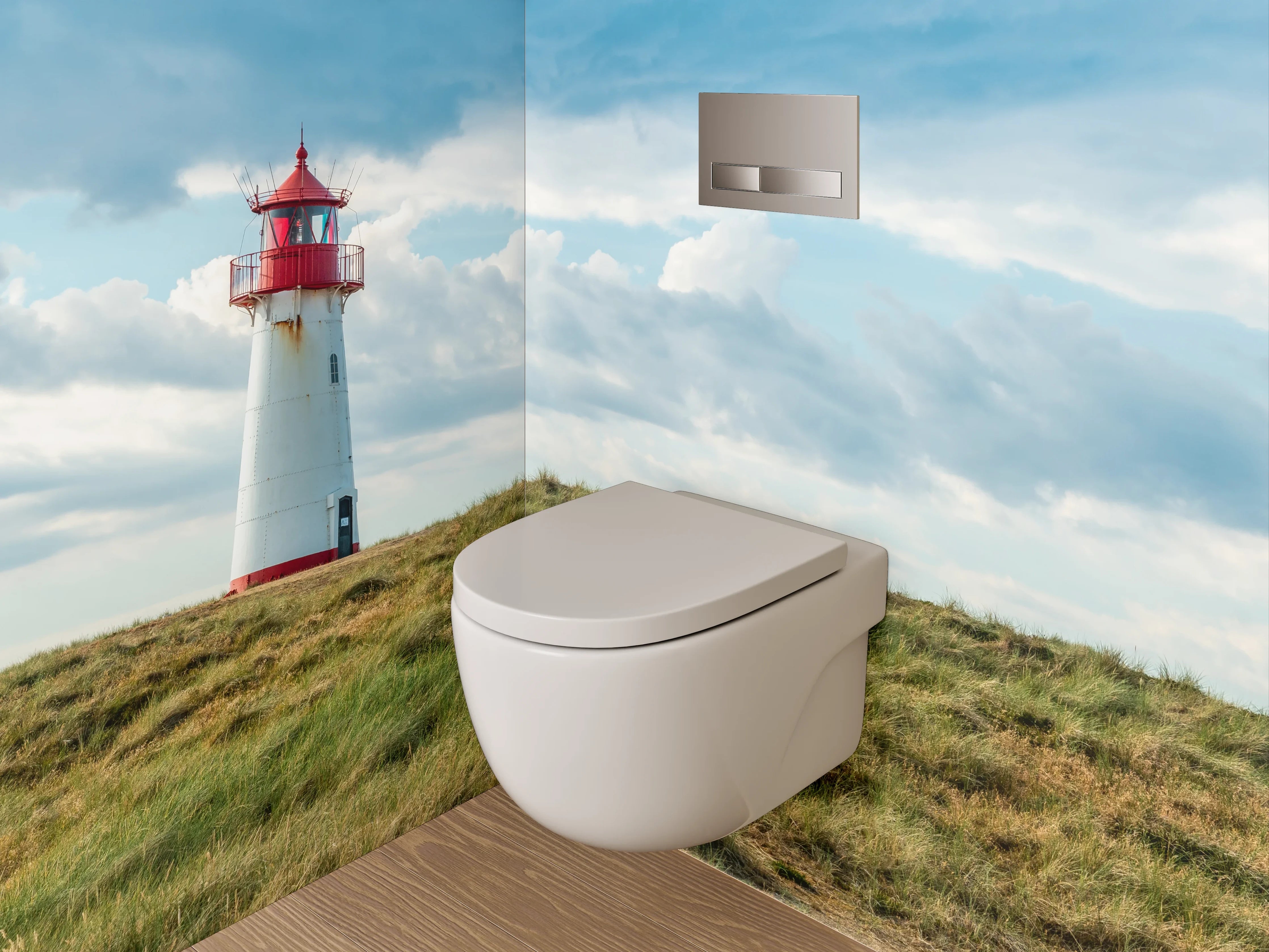 WC-Rückwand - Leuchtturm Küste Dünen Panorama