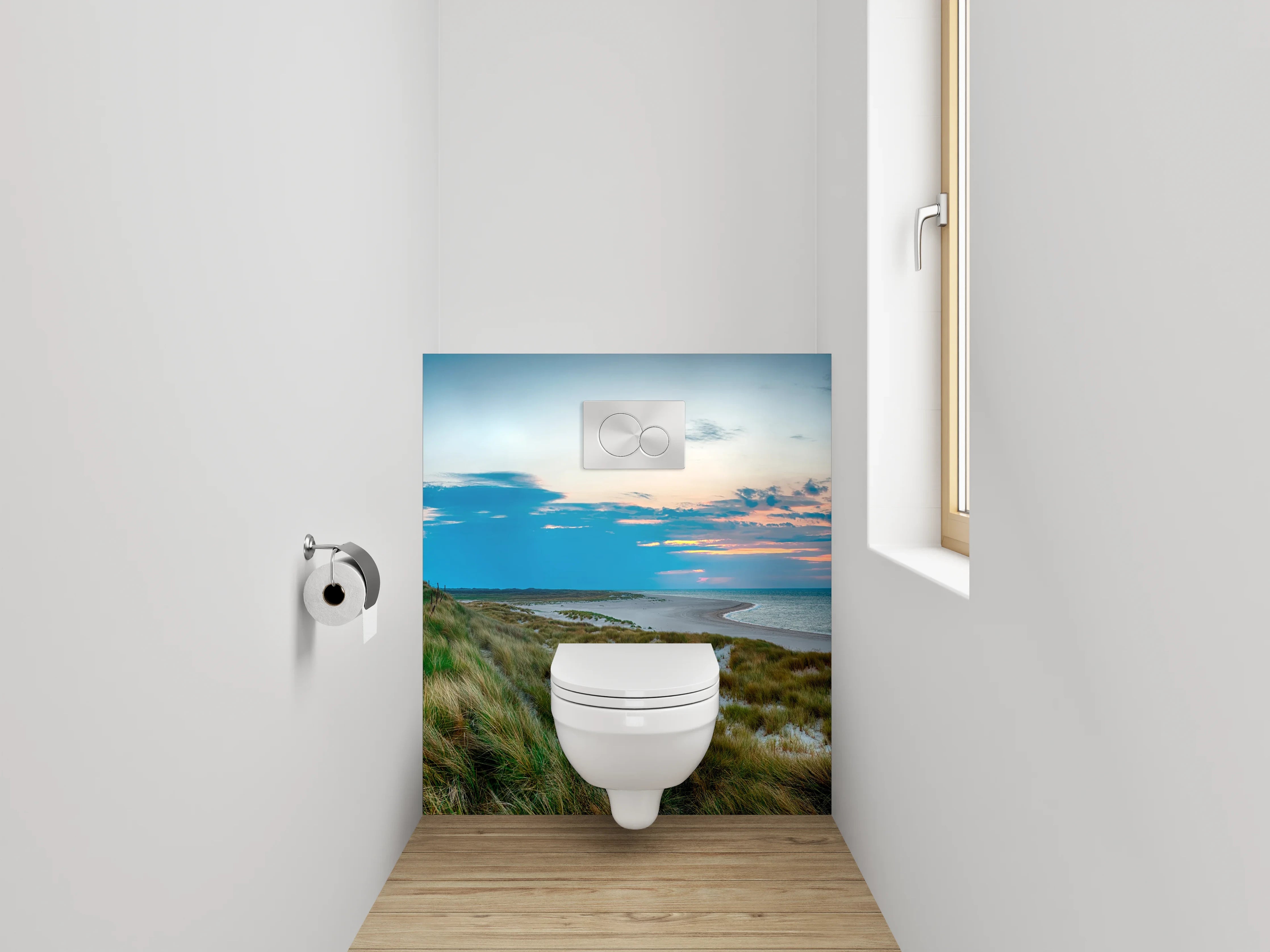 WC-Rückwand - Leuchtturm Panorama Nordsee Küstenlandschaft