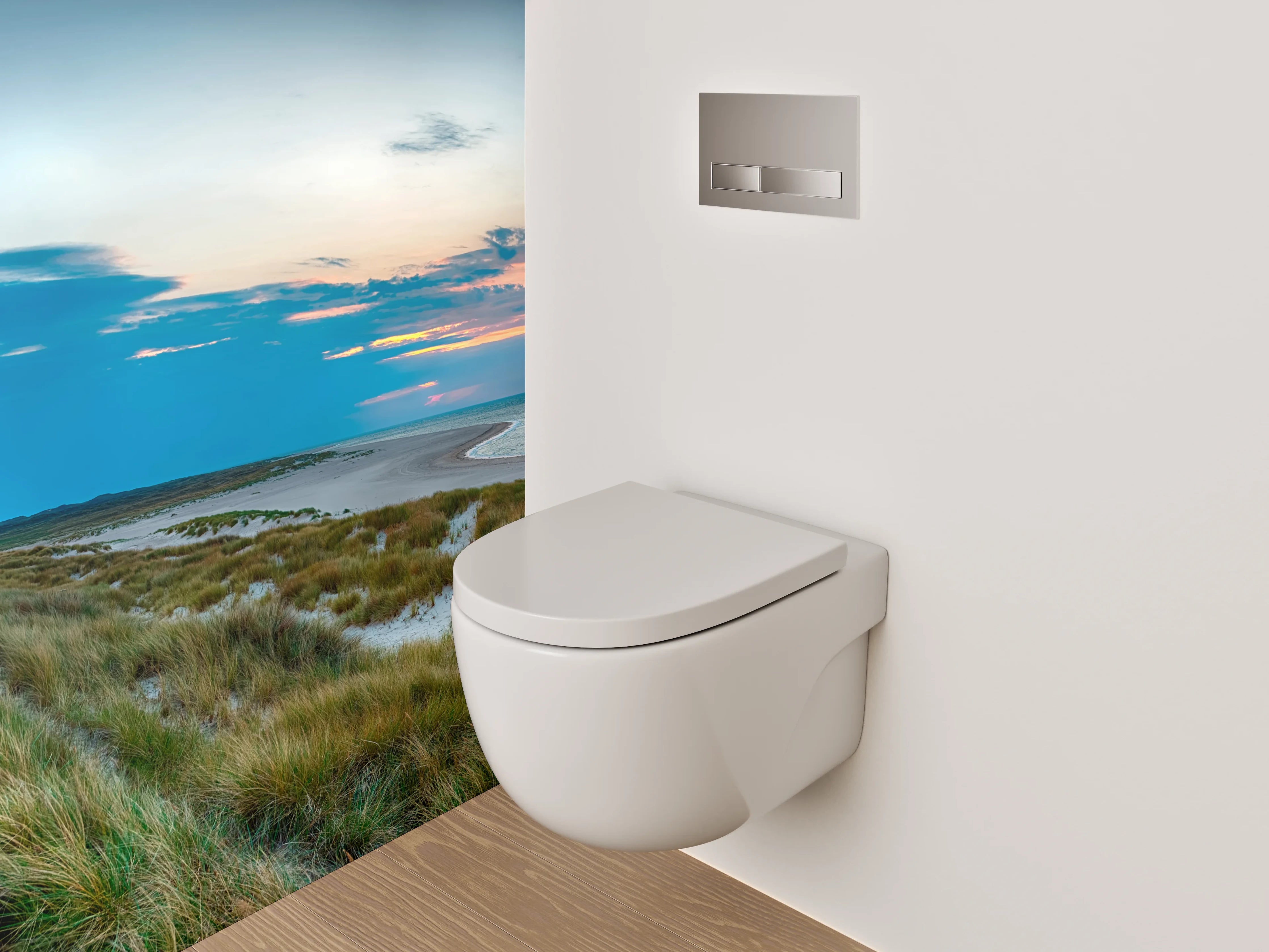 WC-Rückwand - Leuchtturm Panorama Nordsee Küstenlandschaft