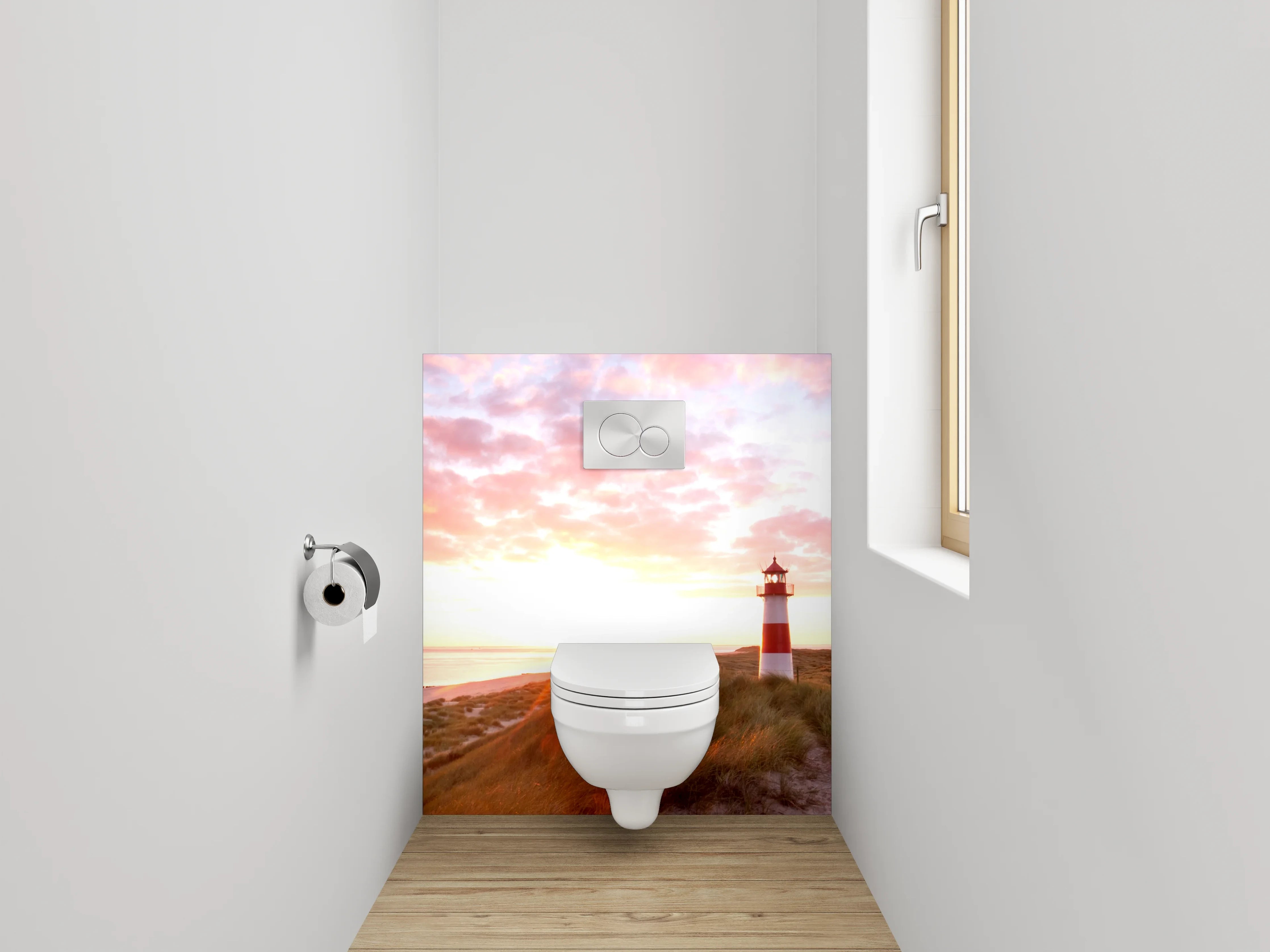 WC-Rückwand - Leuchtturm am Meer Sonnenuntergang