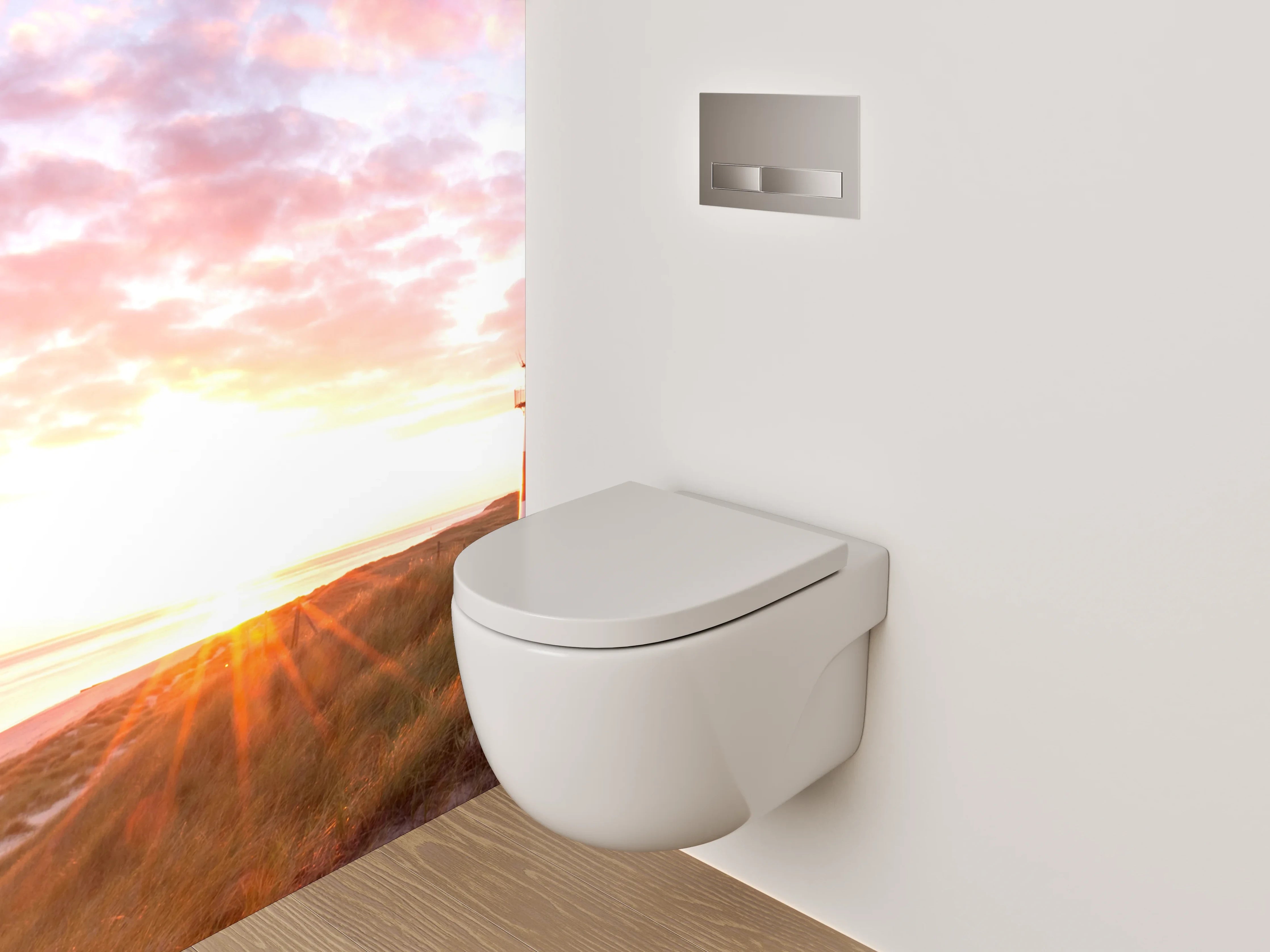 WC-Rückwand - Leuchtturm am Meer Sonnenuntergang
