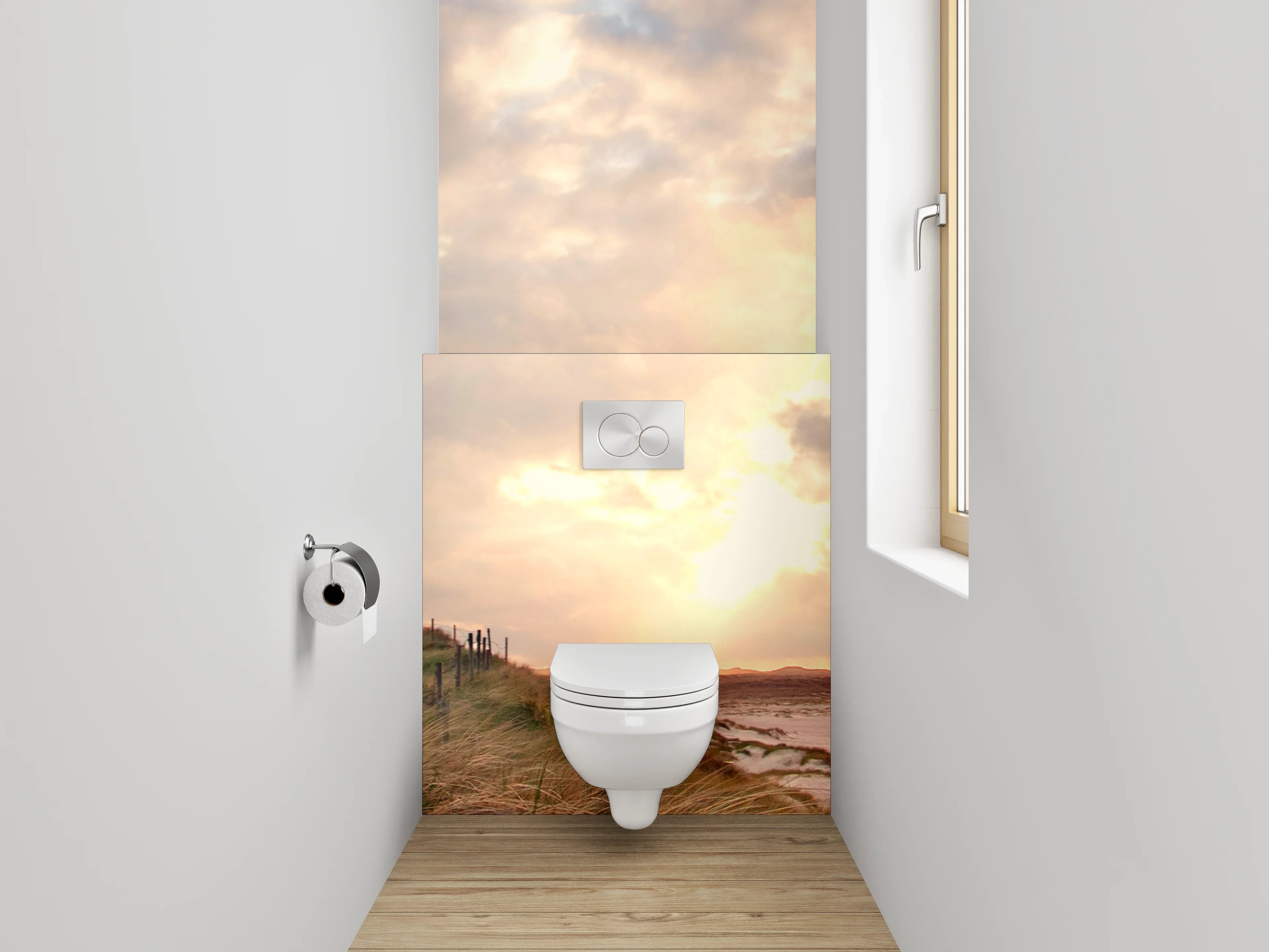 WC-Rückwand - Leuchtturm am Meer in Abendstimmung