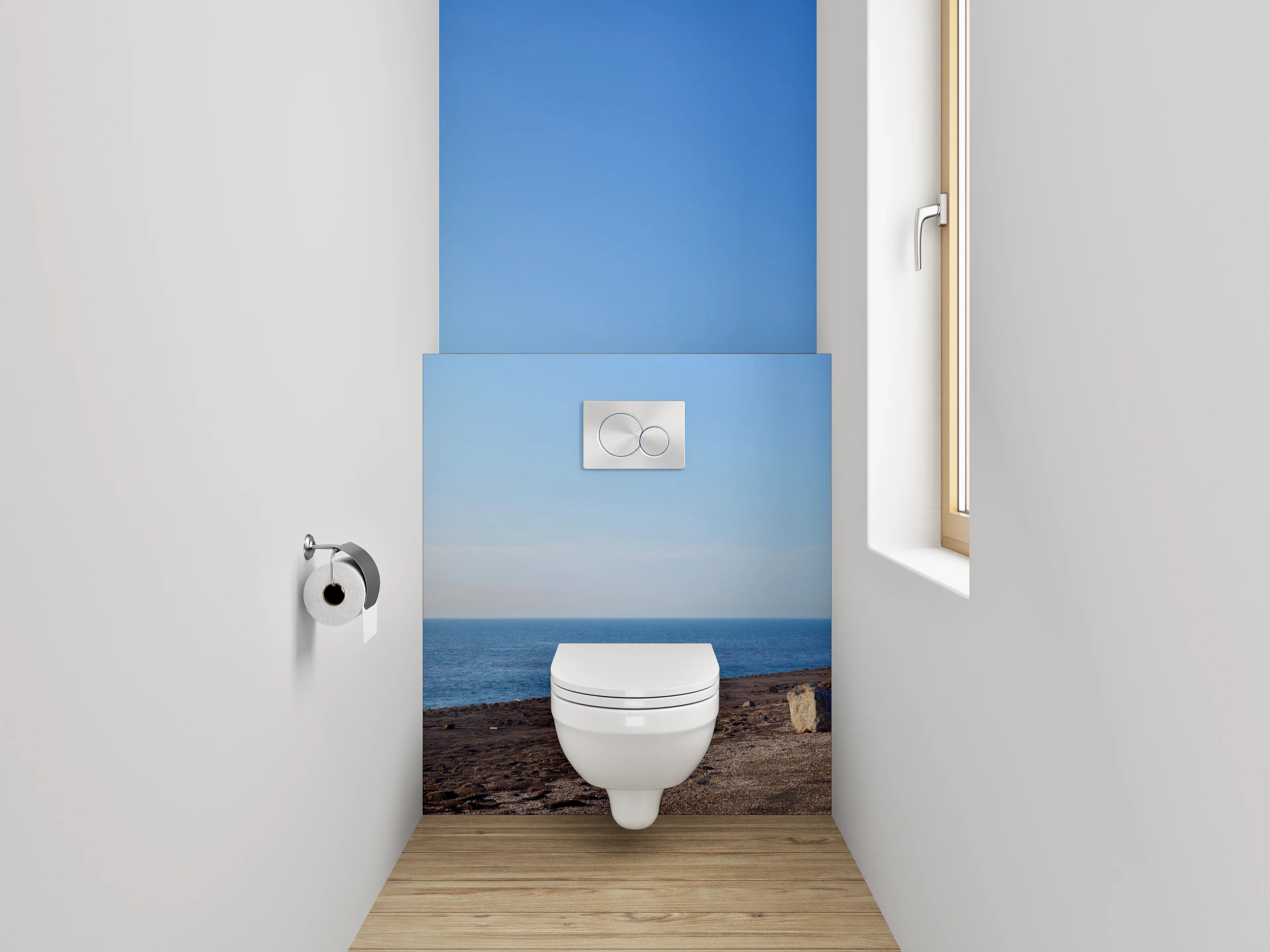 WC-Rückwand - Leuchtturm an weiter Küste