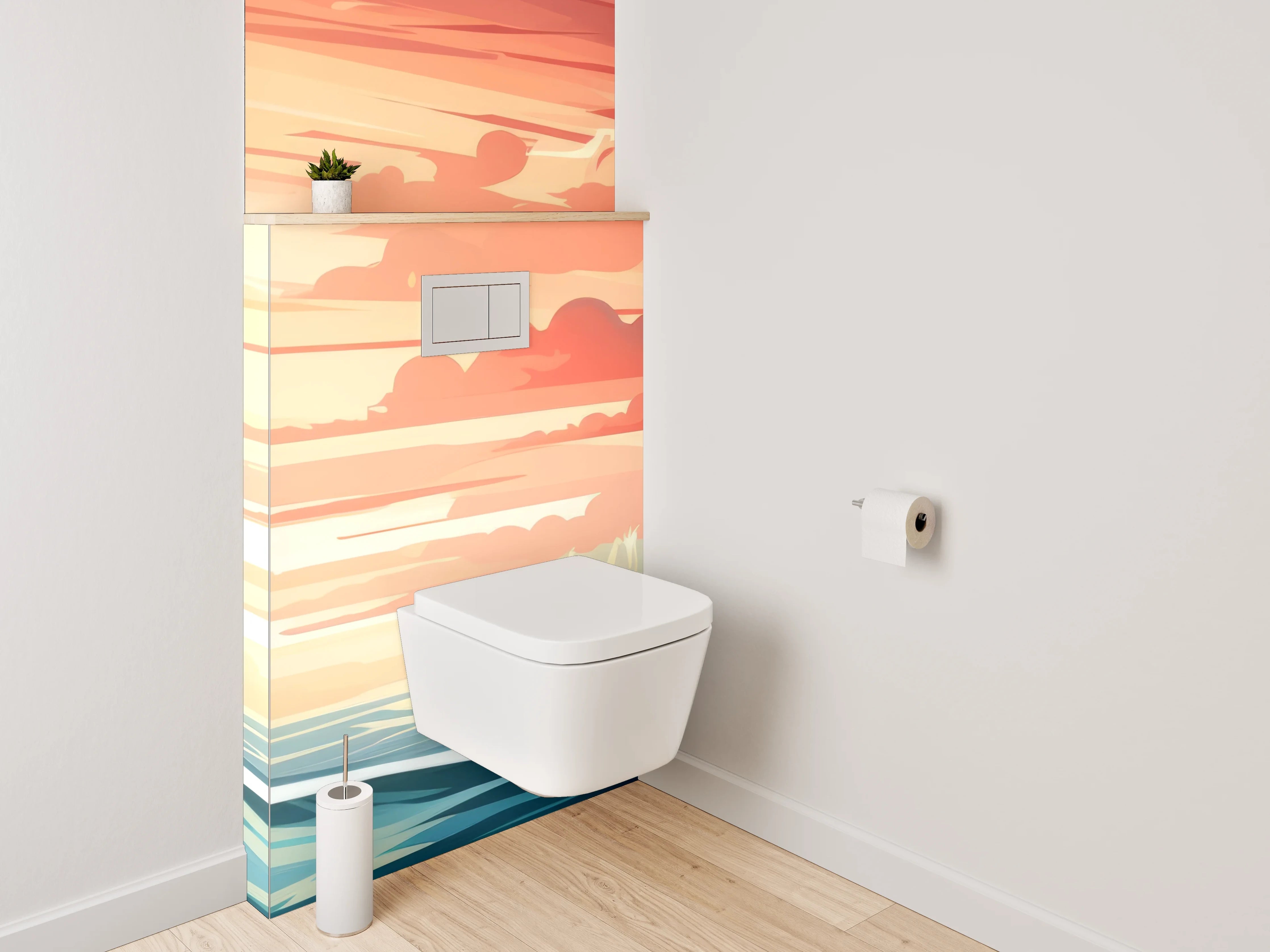 WC-Rückwand - Leuchtturm bei Sonnenuntergang Illustration