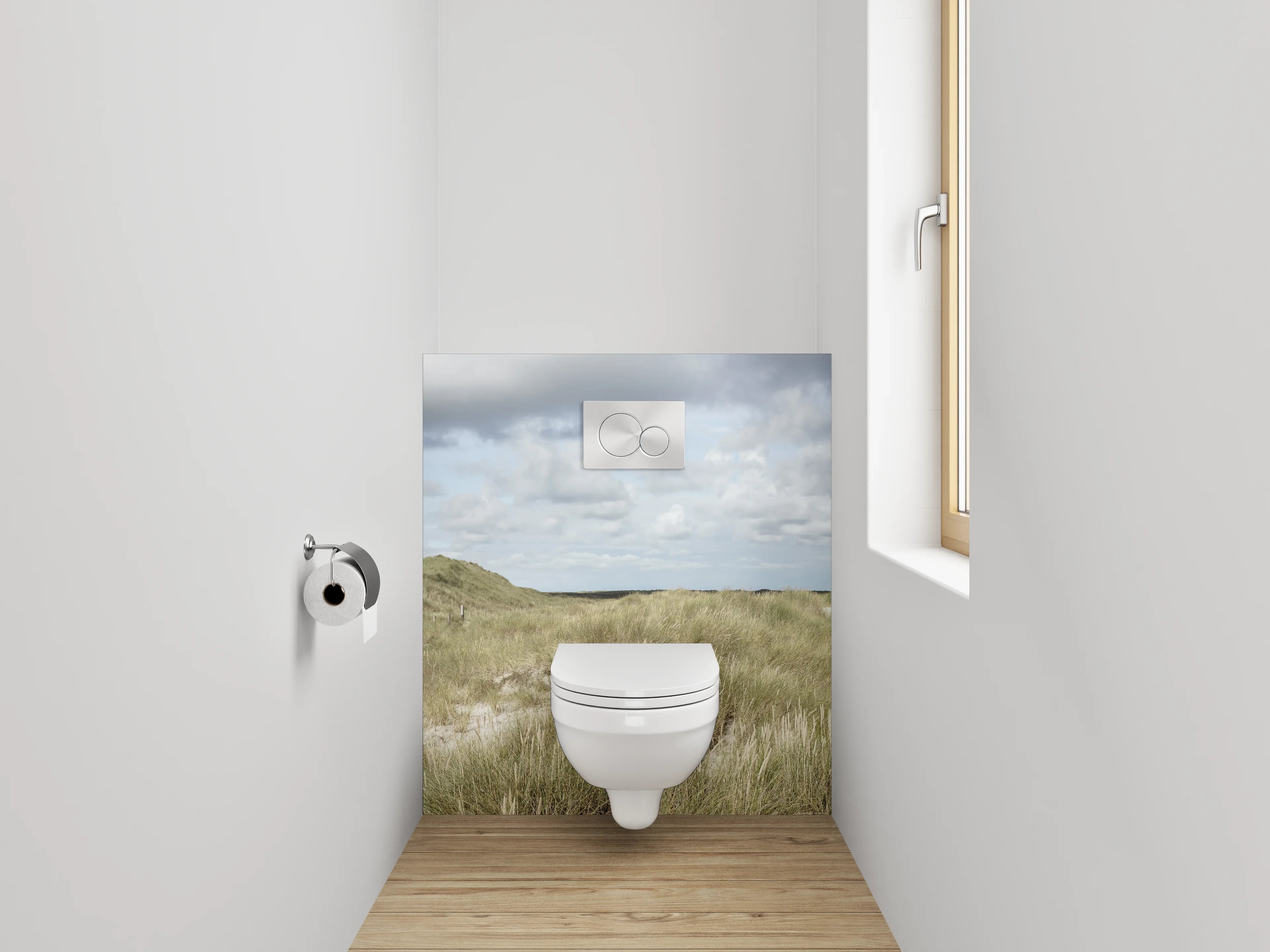 WC-Rückwand - Leuchtturm in den Dünen