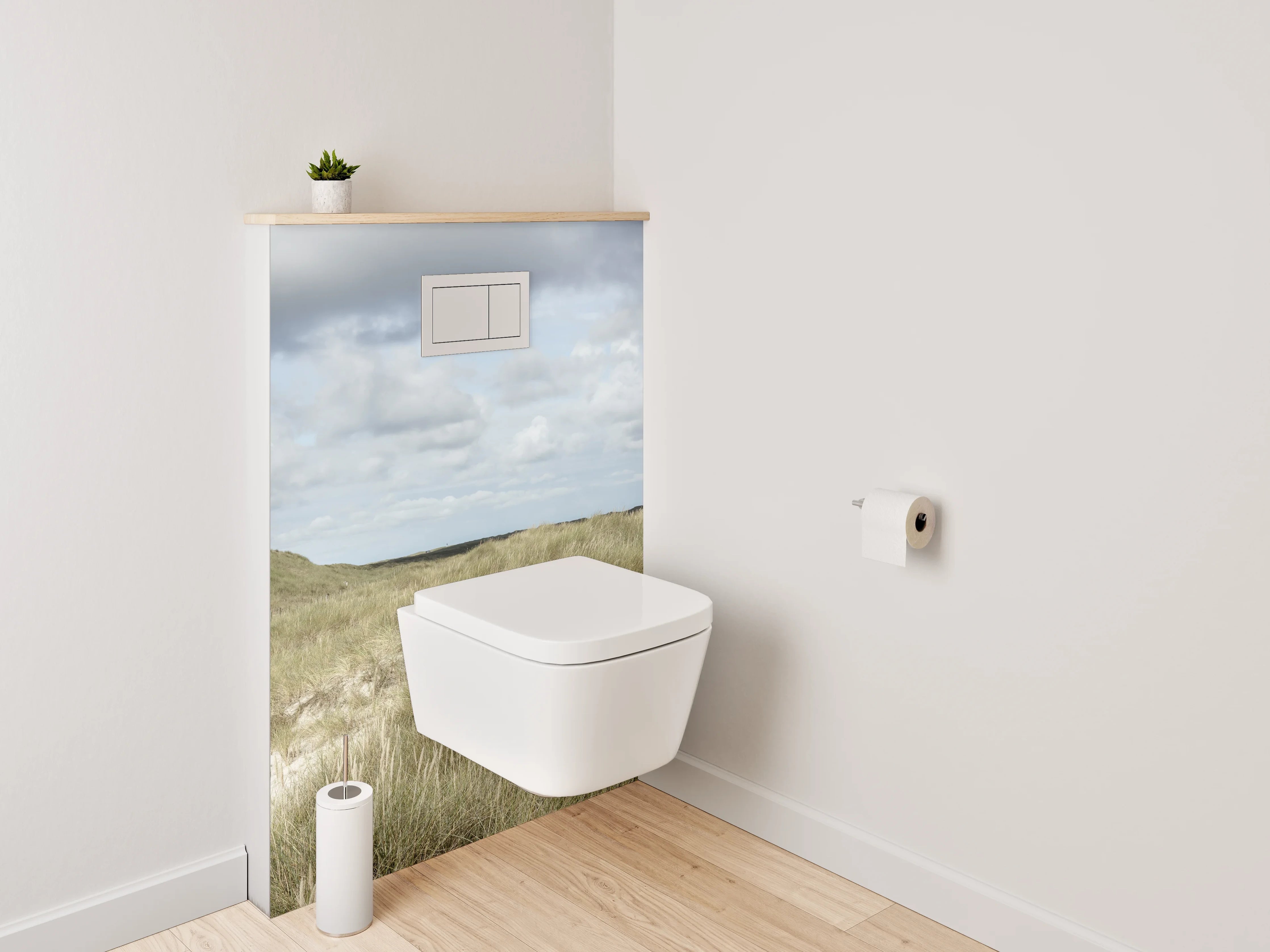 WC-Rückwand - Leuchtturm in den Dünen