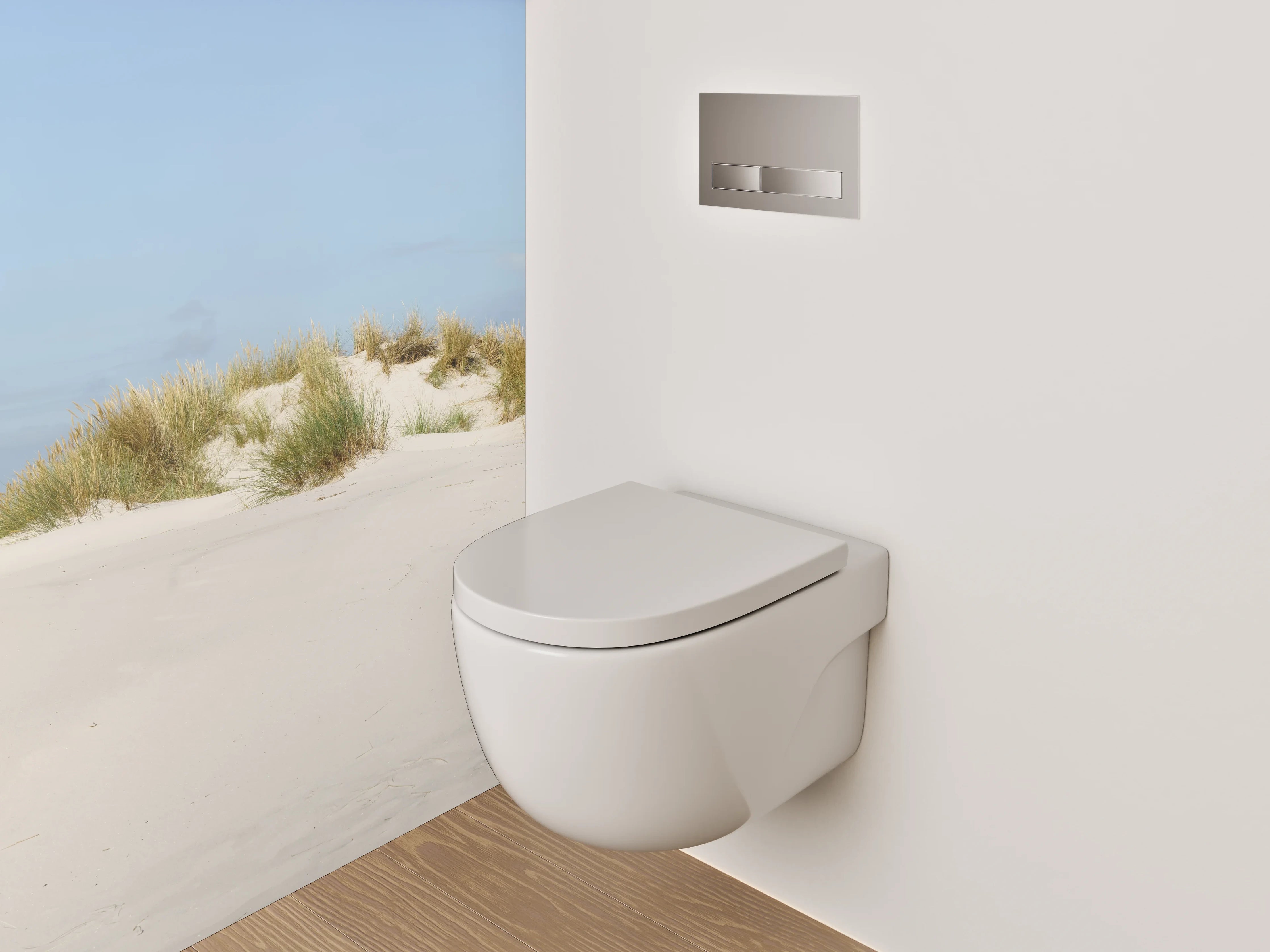 WC-Rückwand - Leuchtturm und Dünen am Sandstrand