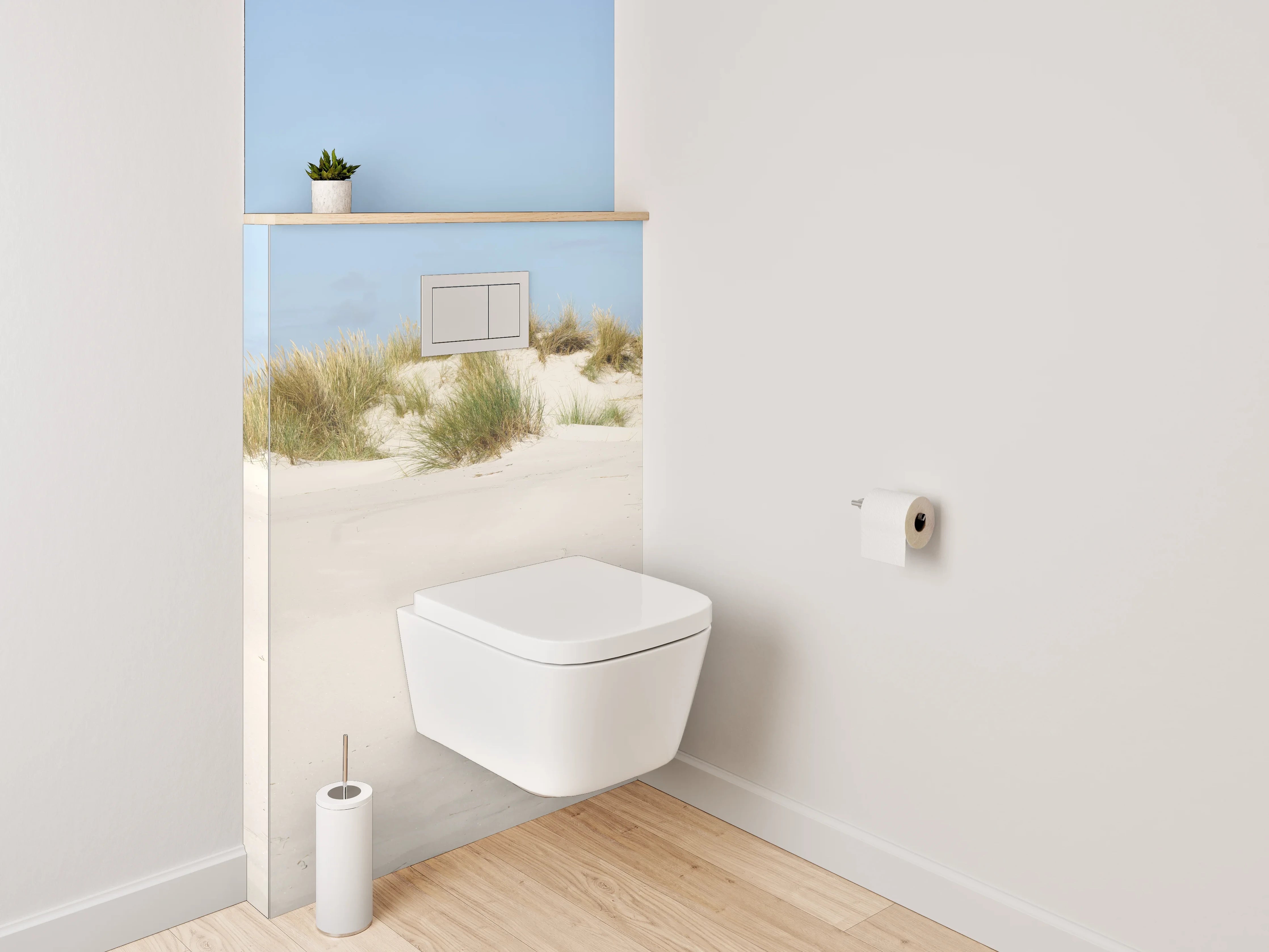 WC-Rückwand - Leuchtturm und Dünen am Sandstrand