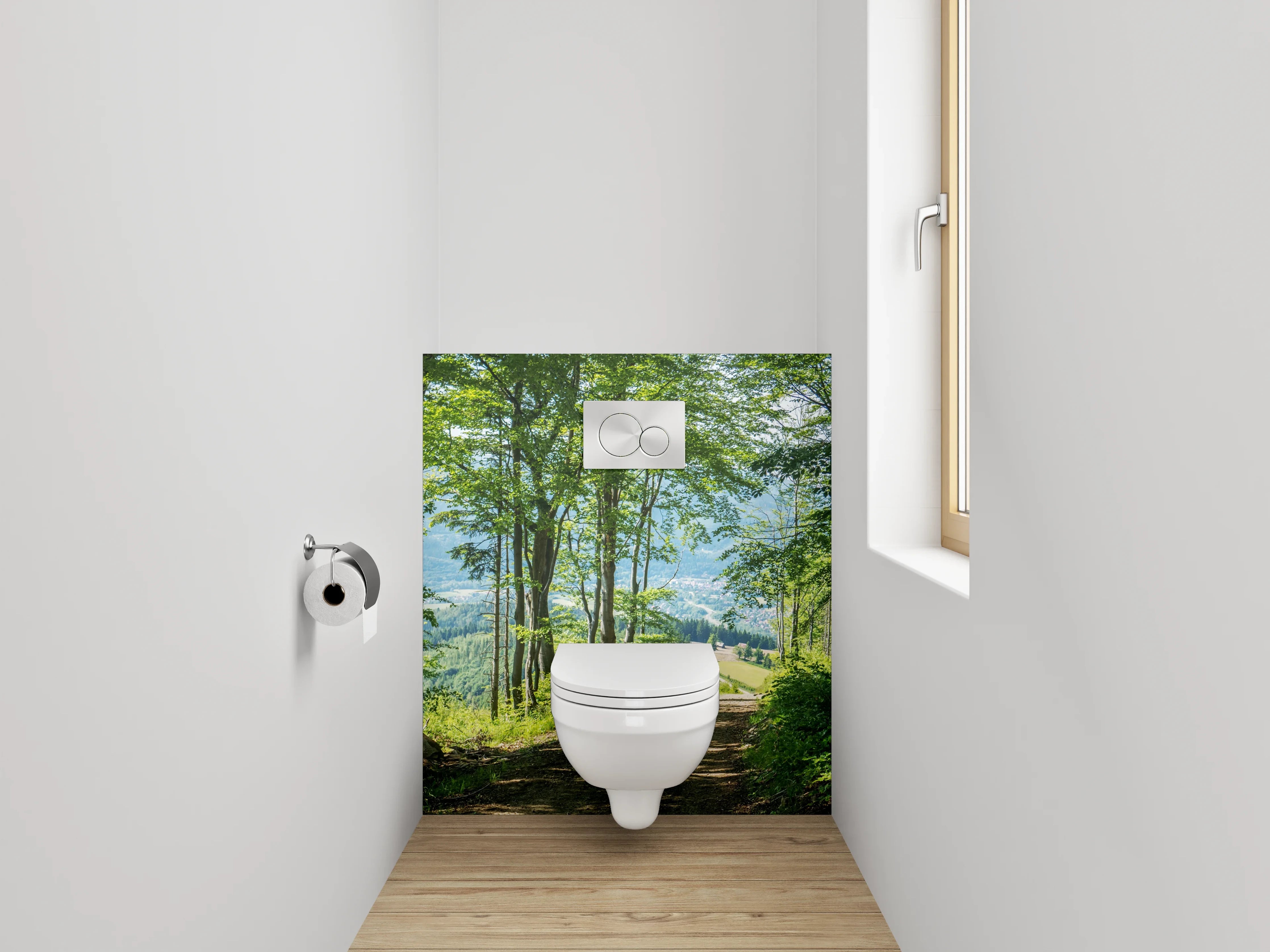 WC-Rückwand - Lichter Waldpfad Panorama