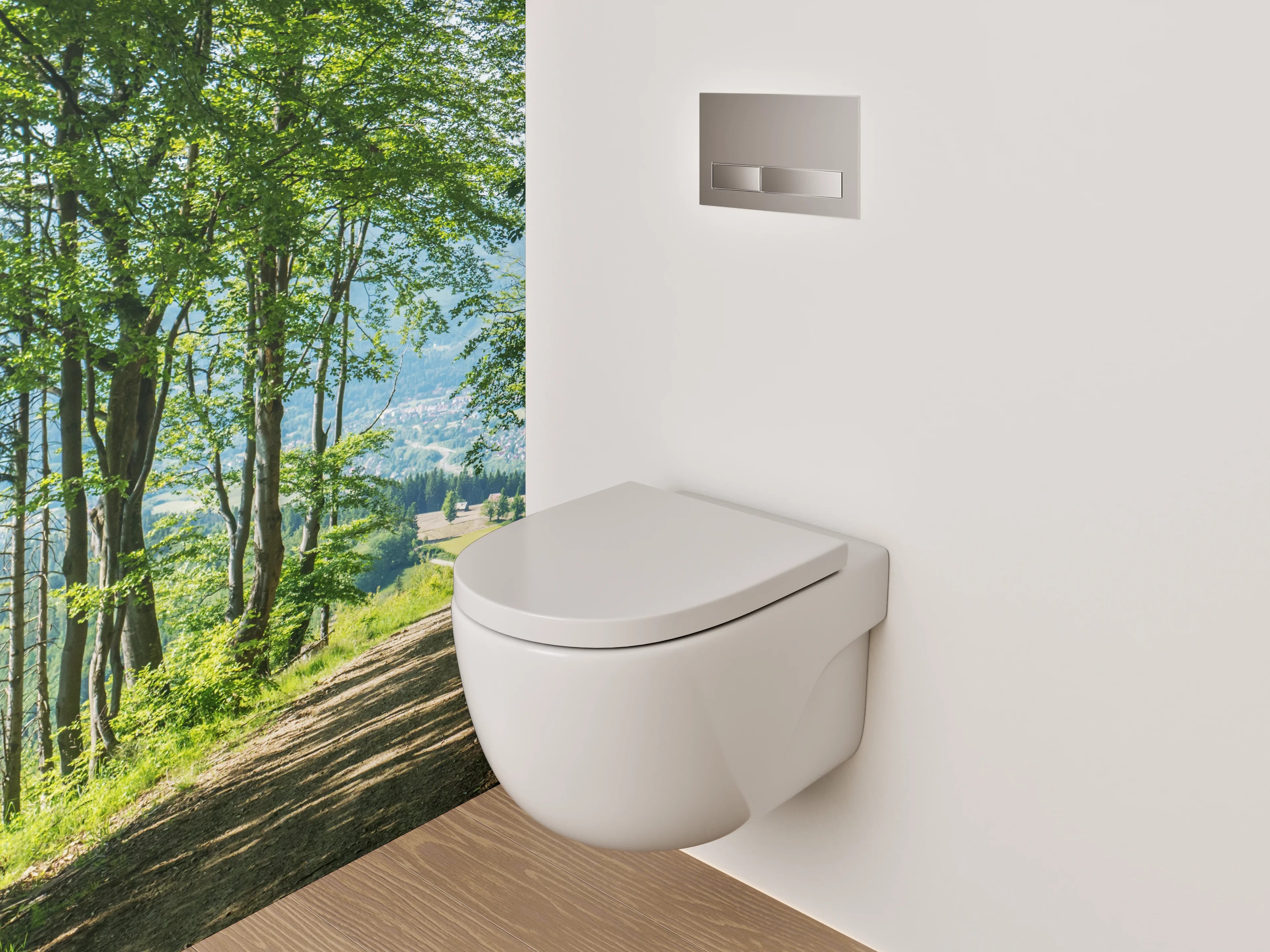 WC-Rückwand - Lichter Waldpfad Panorama