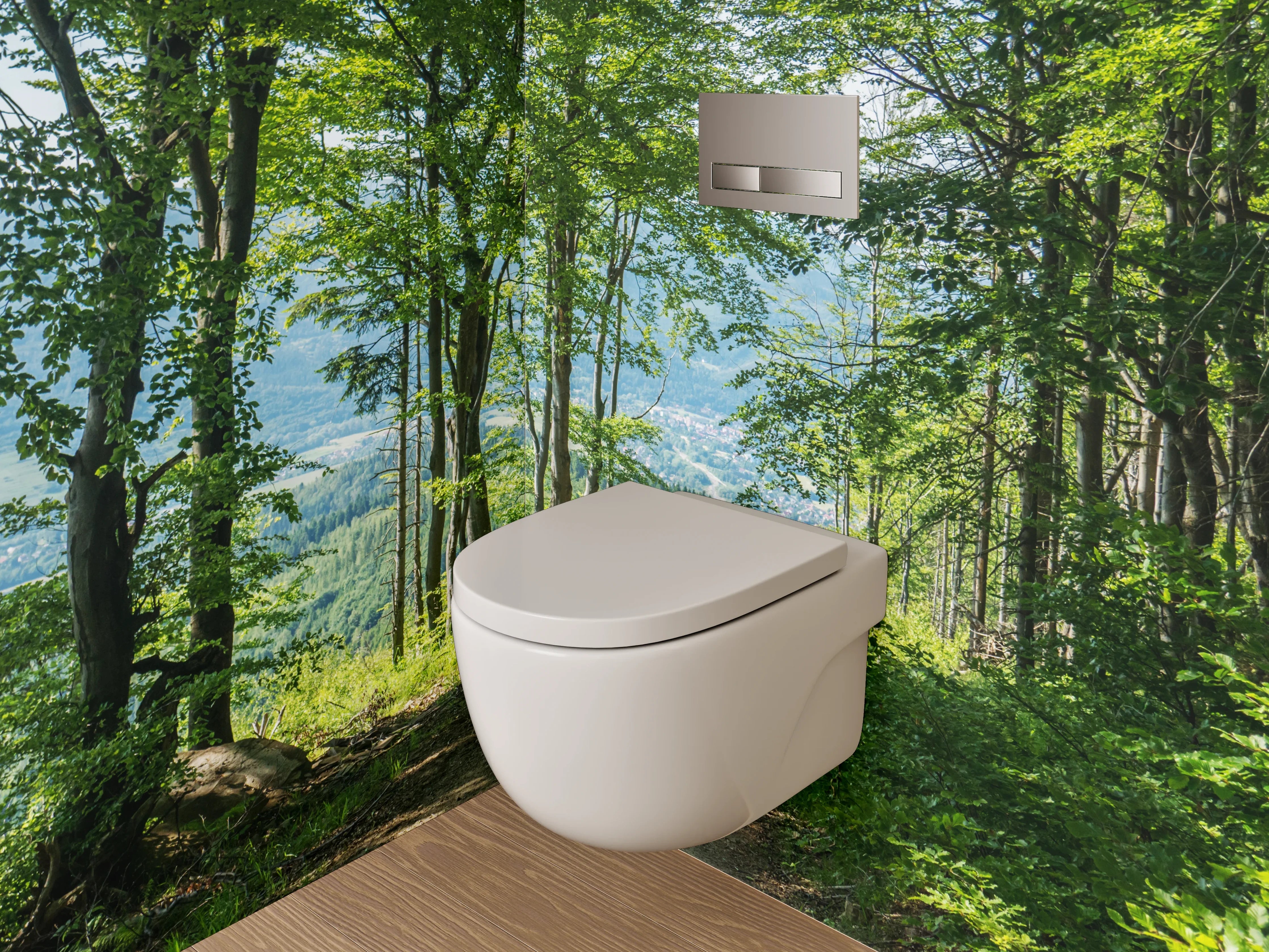 WC-Rückwand - Lichter Waldpfad Panorama