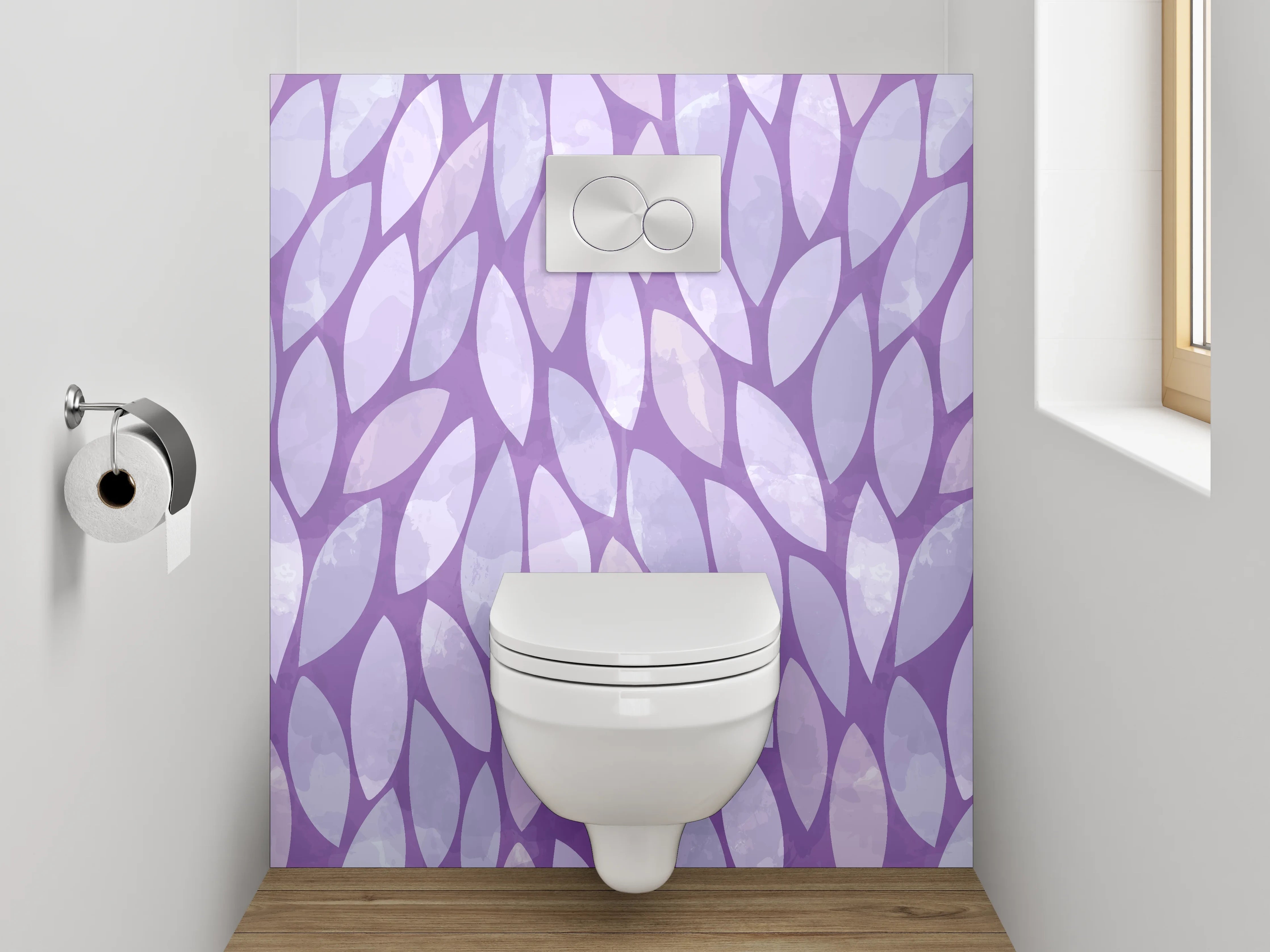 WC-Rückwand - Lila Blätter Muster Modern