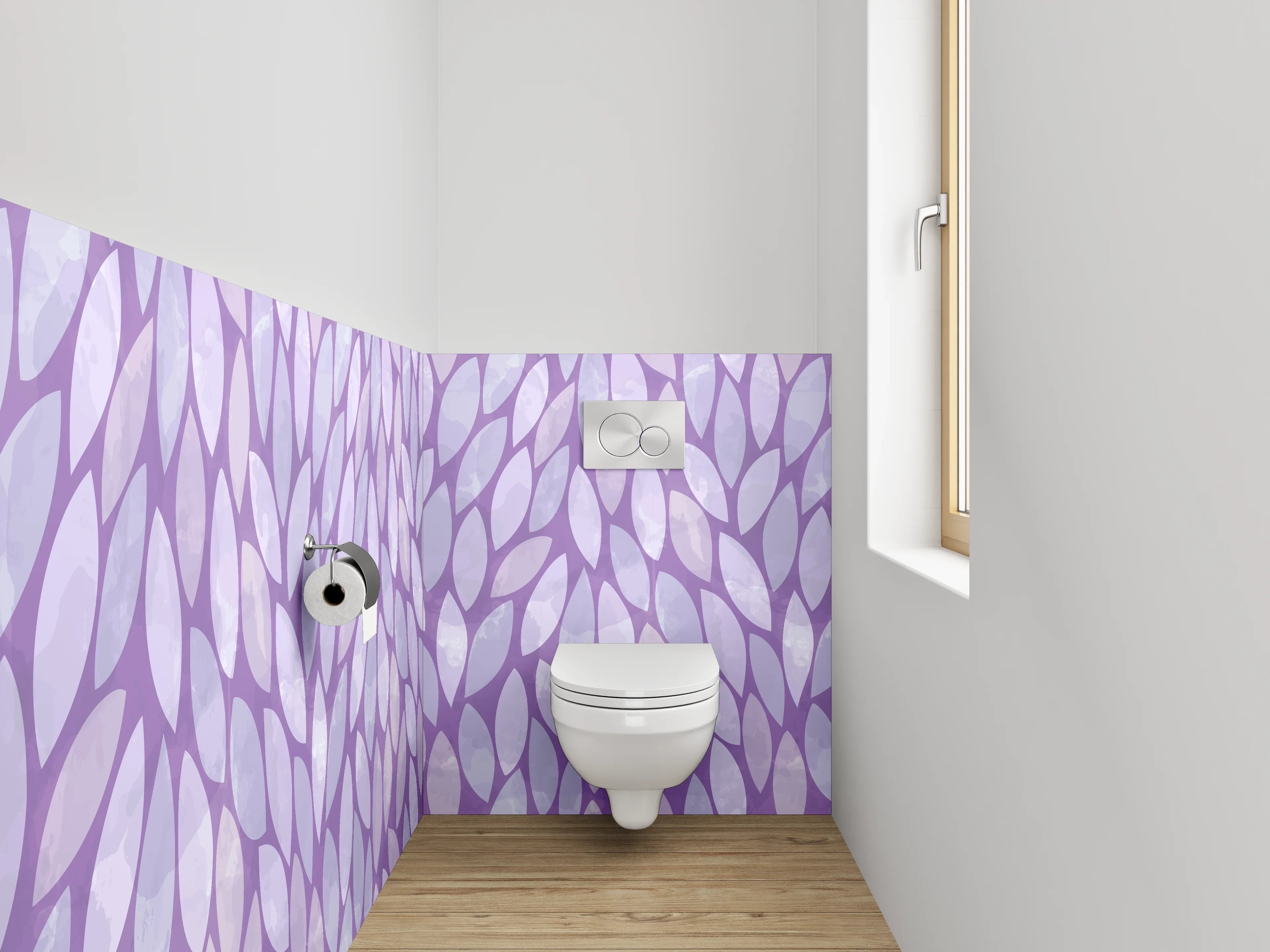 WC-Rückwand - Lila Blätter Muster Modern