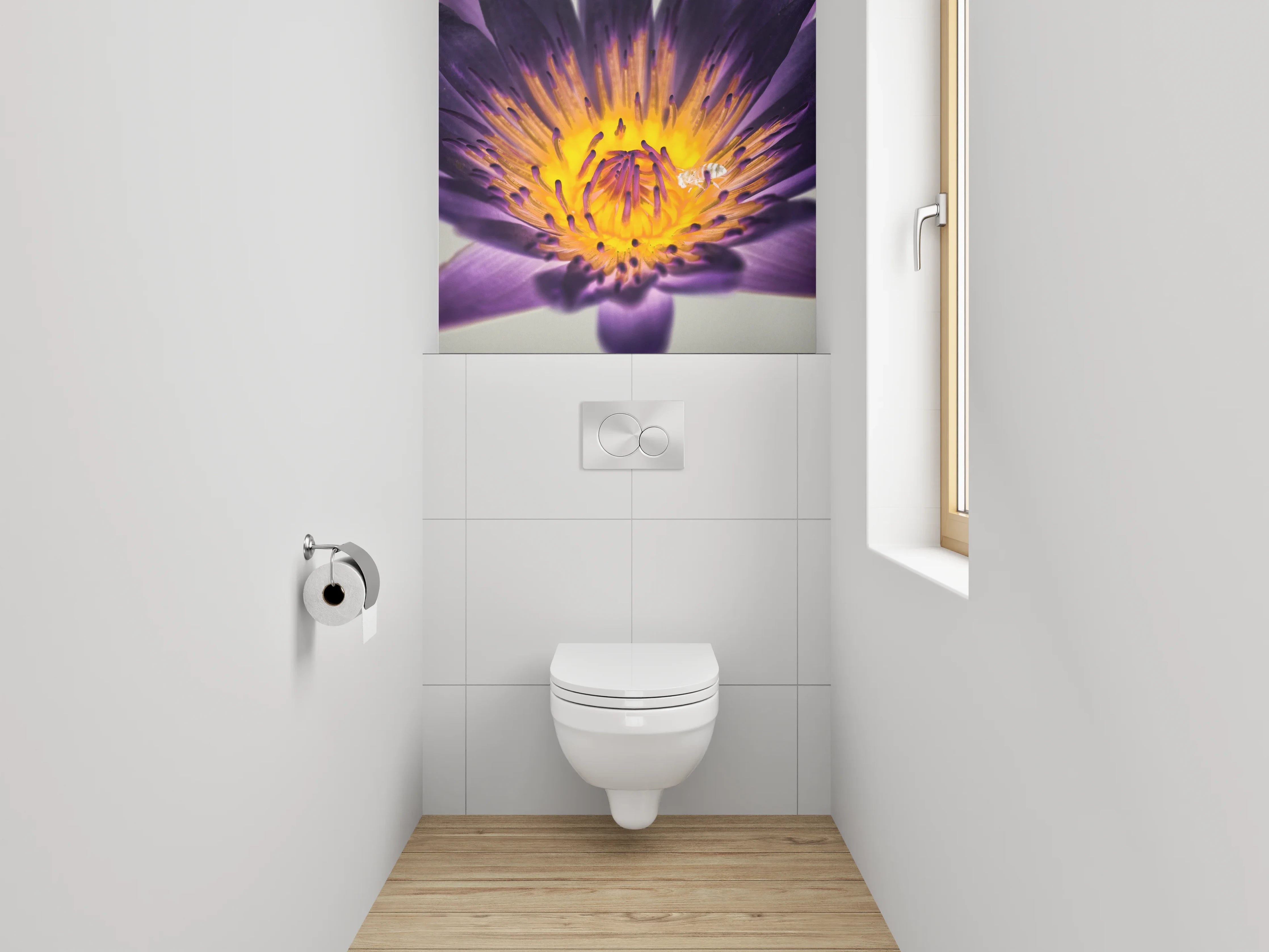 WC-Rückwand - Lila Lotusblüte Makroaufnahme