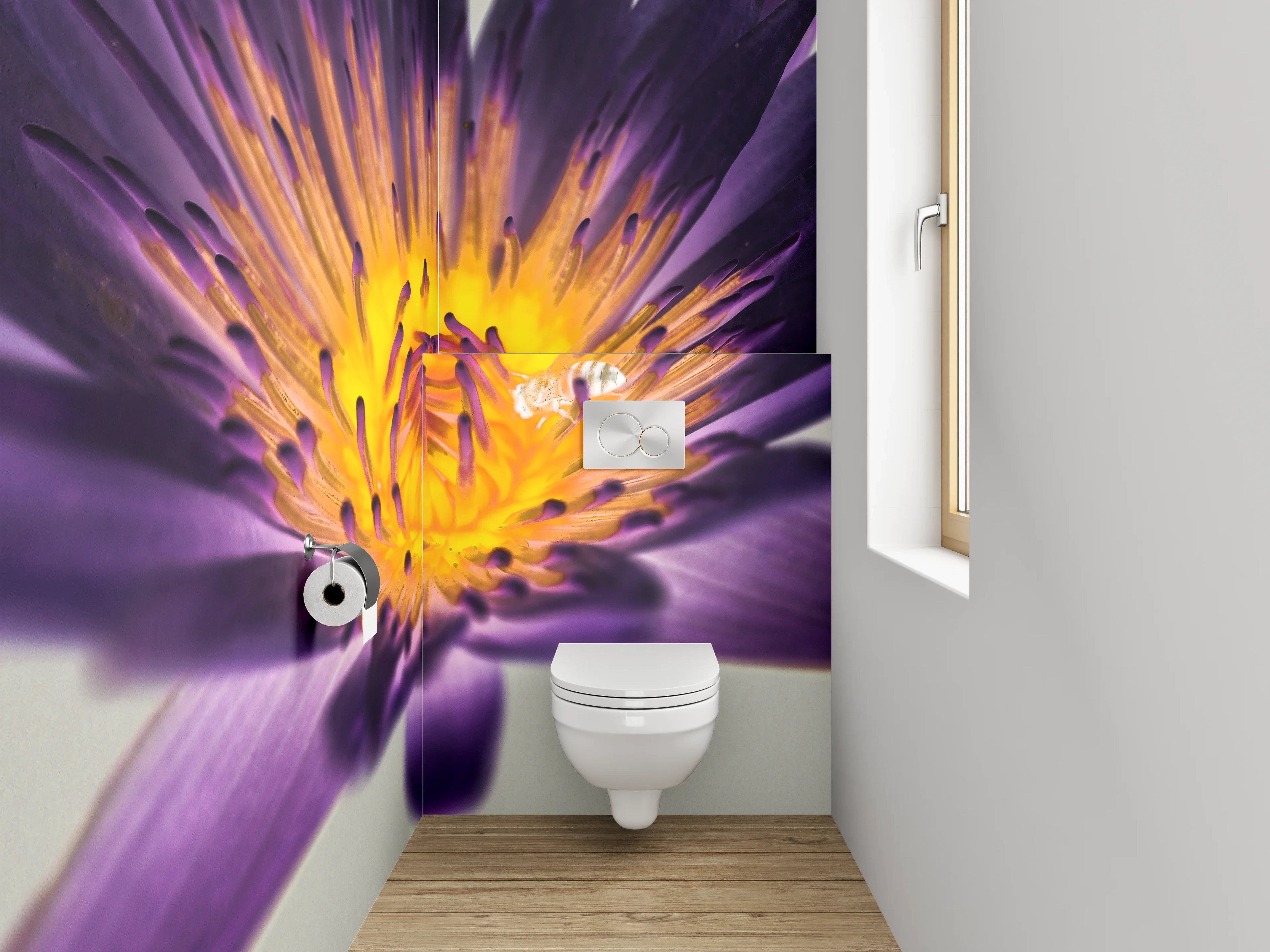 WC-Rückwand - Lila Lotusblüte Makroaufnahme