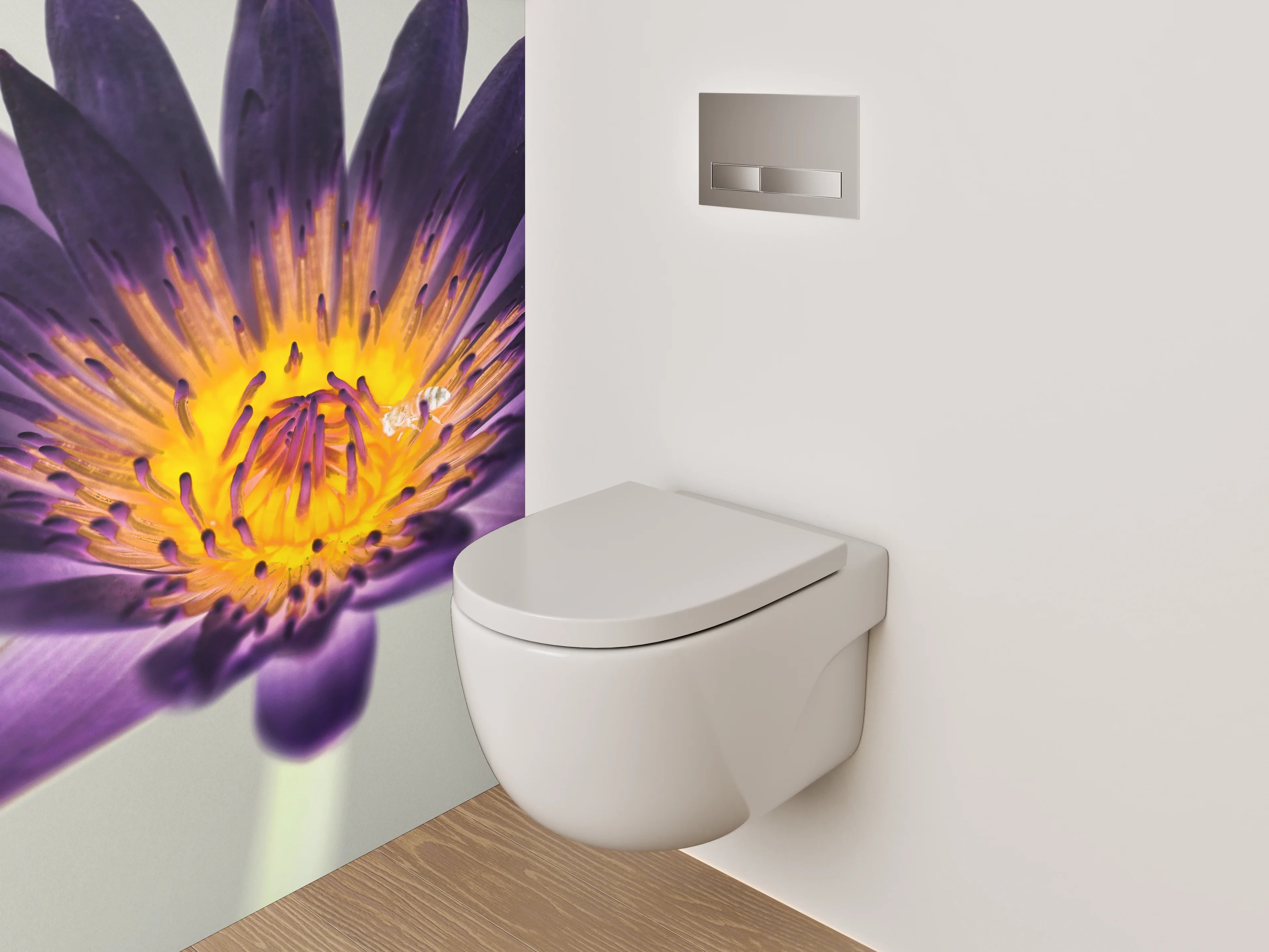 WC-Rückwand - Lila Lotusblüte Makroaufnahme
