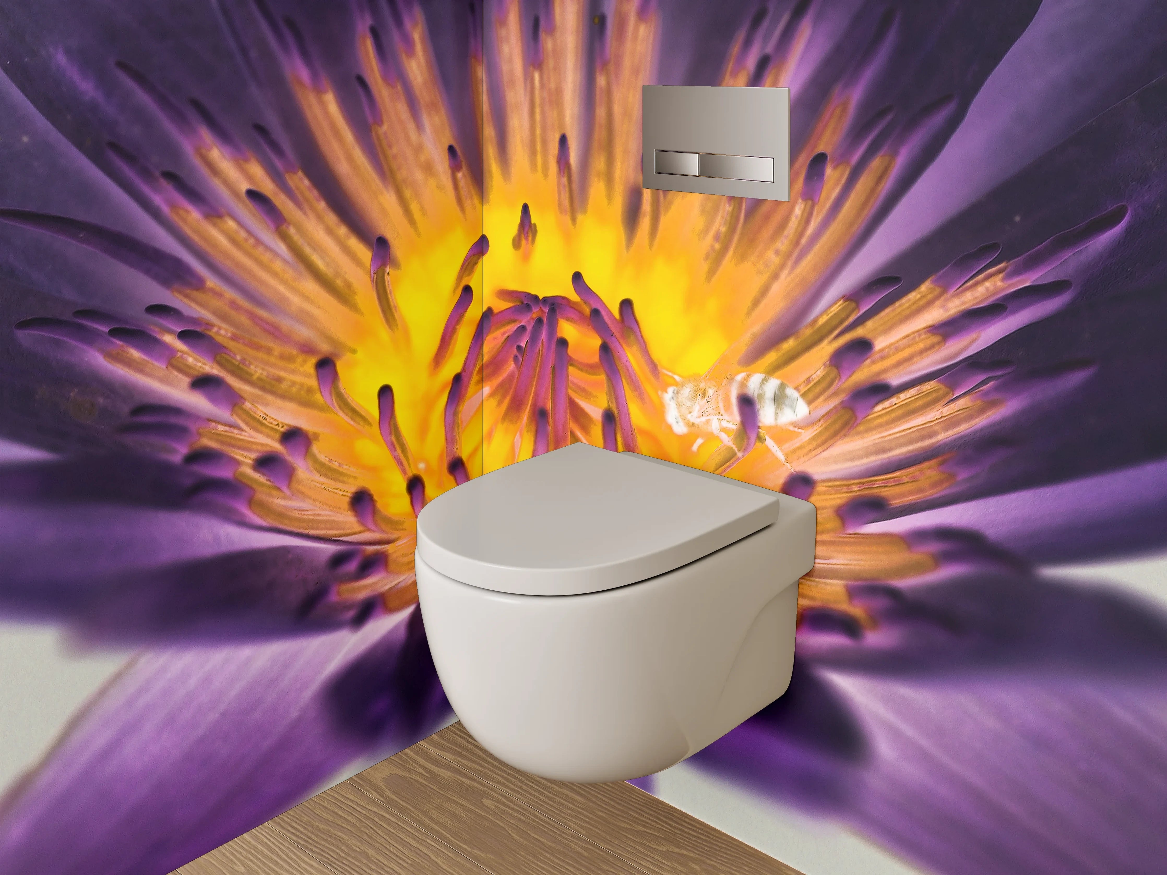WC-Rückwand - Lila Lotusblüte Makroaufnahme