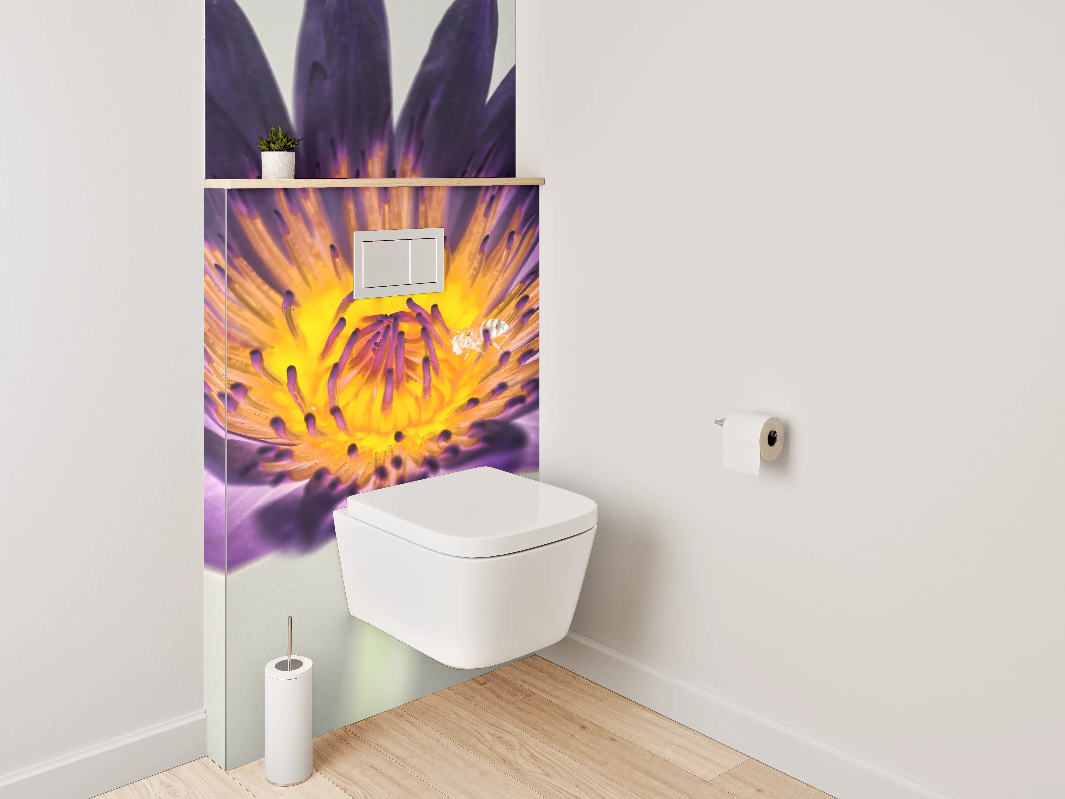 WC-Rückwand - Lila Lotusblüte Makroaufnahme