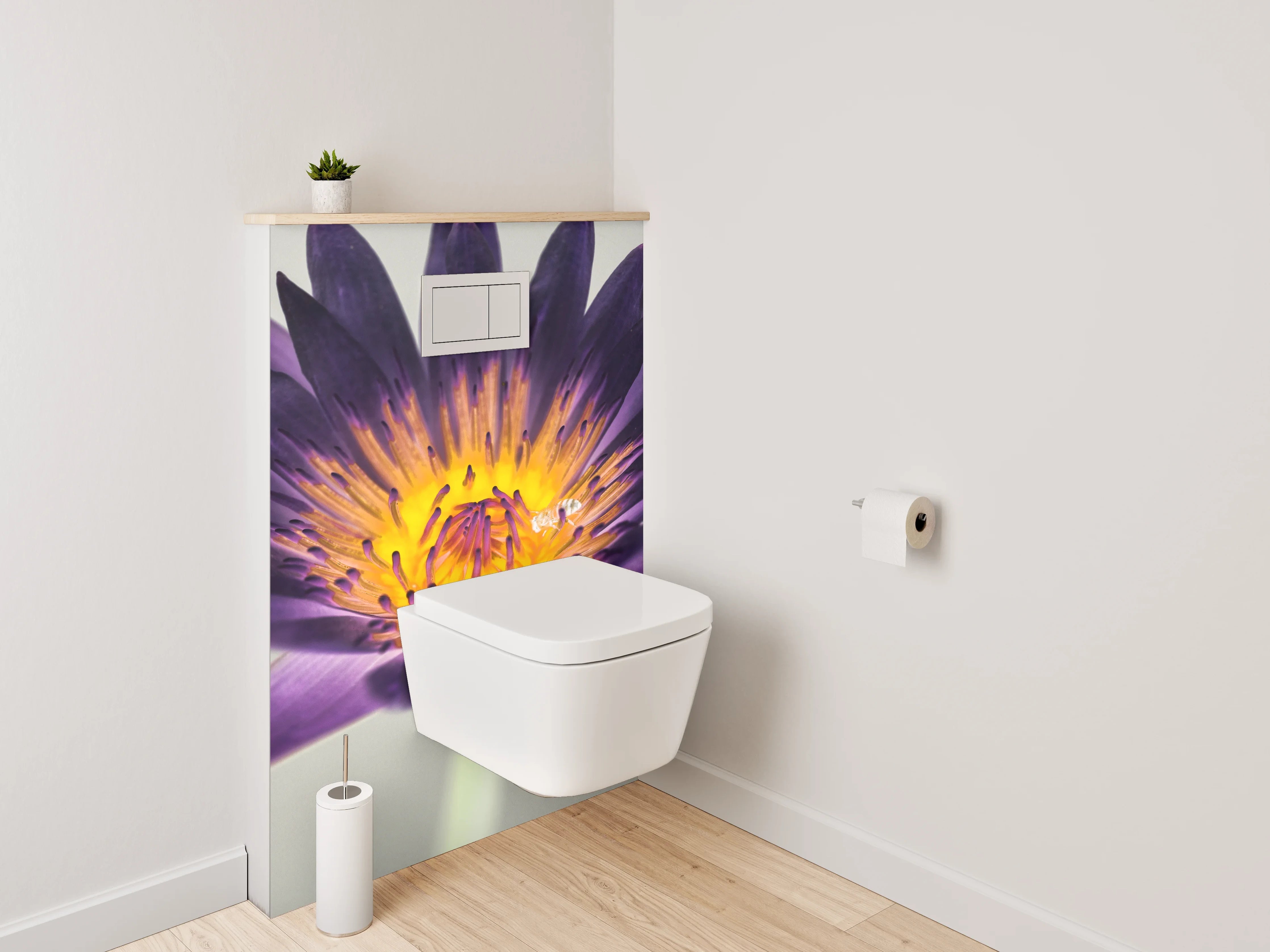 WC-Rückwand - Lila Lotusblüte Makroaufnahme