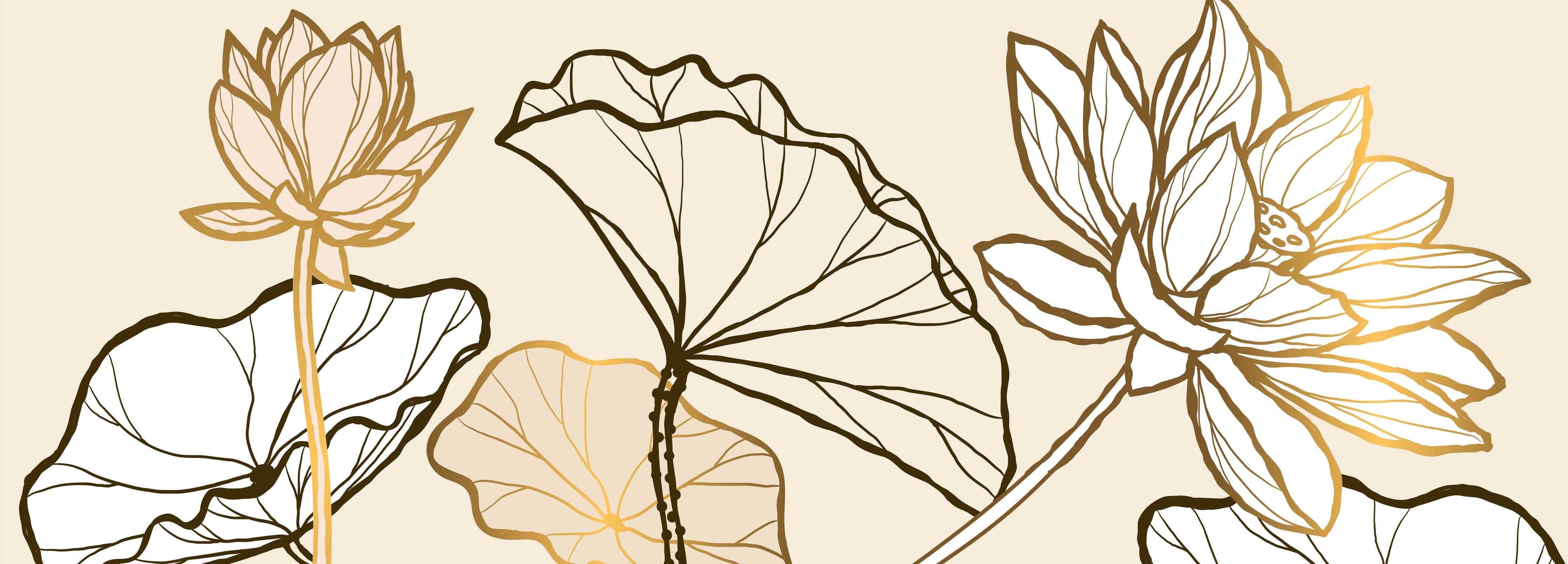 WC-Rückwand-Line Art Lotus Gold Beige