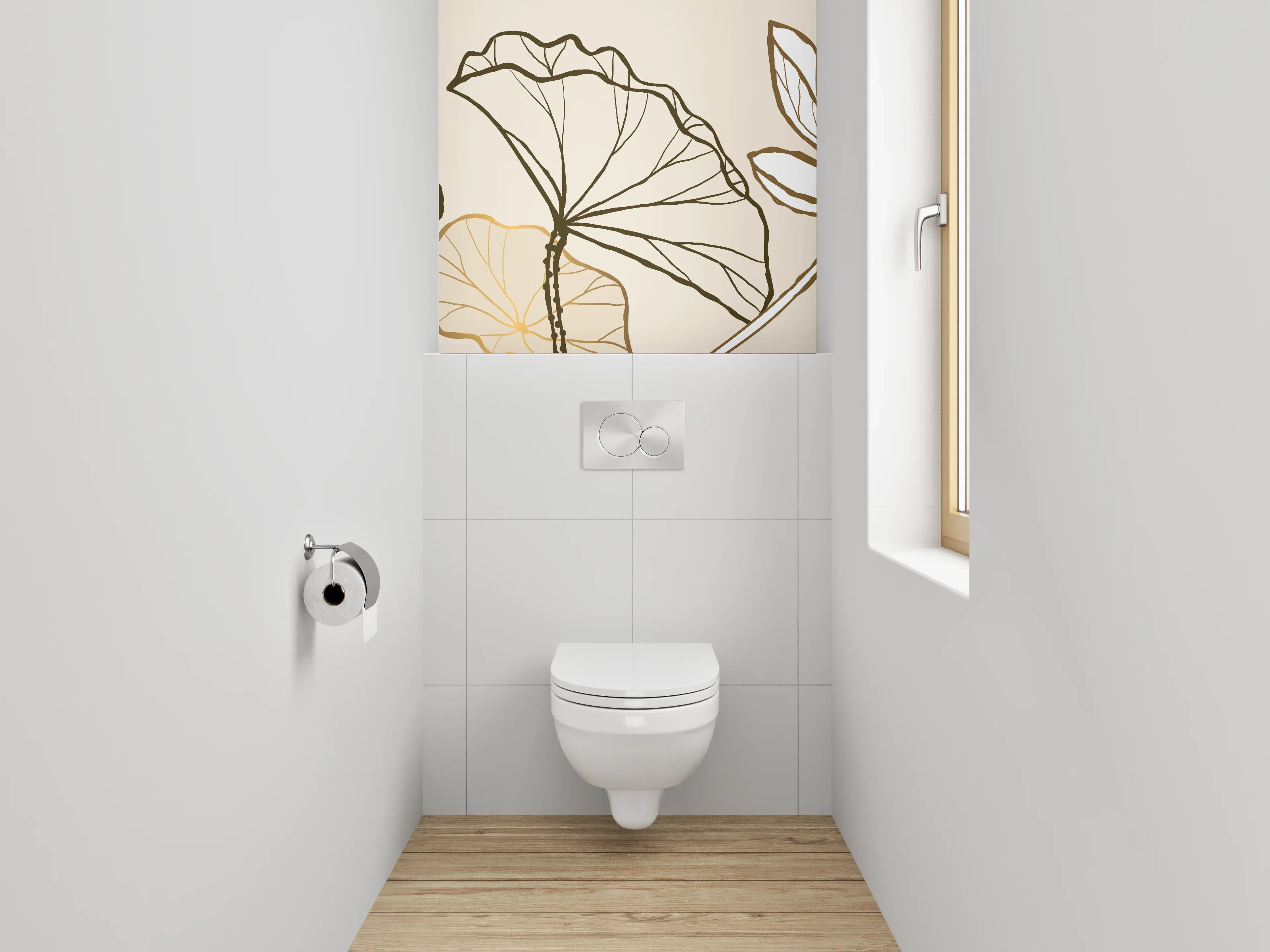 WC-Rückwand - Line Art Lotus Gold Beige