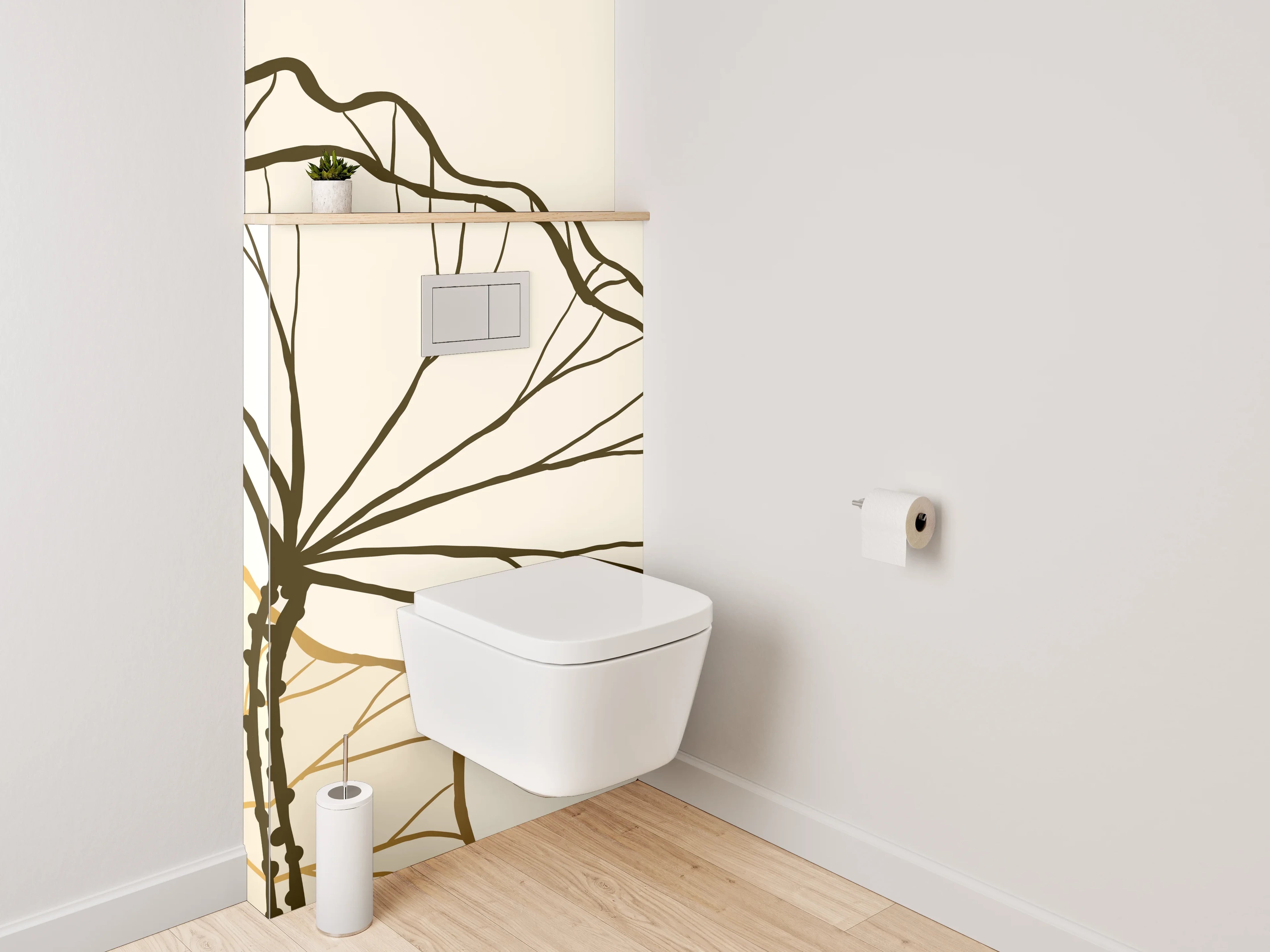 WC-Rückwand - Line Art Lotus Gold Beige