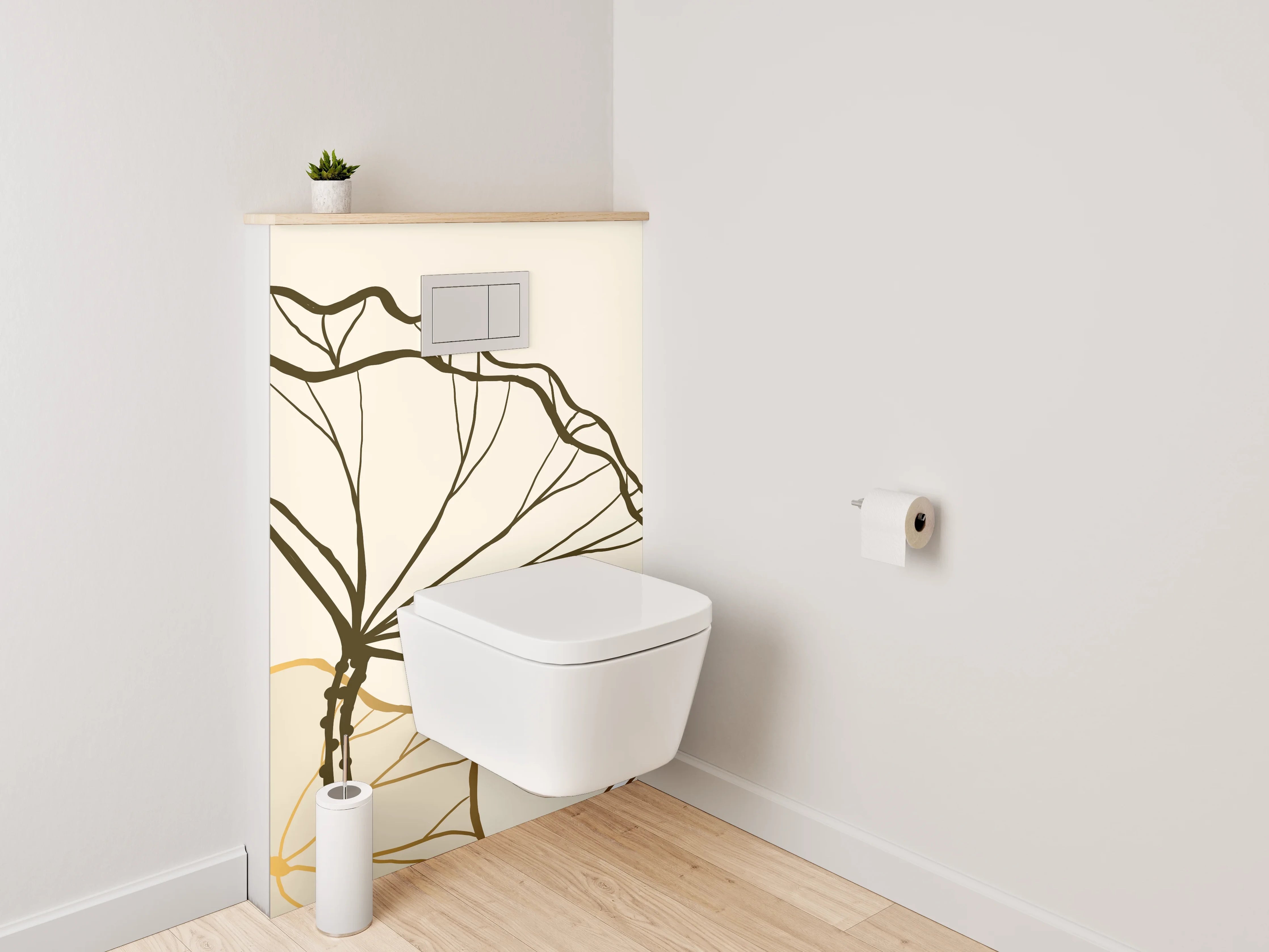 WC-Rückwand - Line Art Lotus Gold Beige