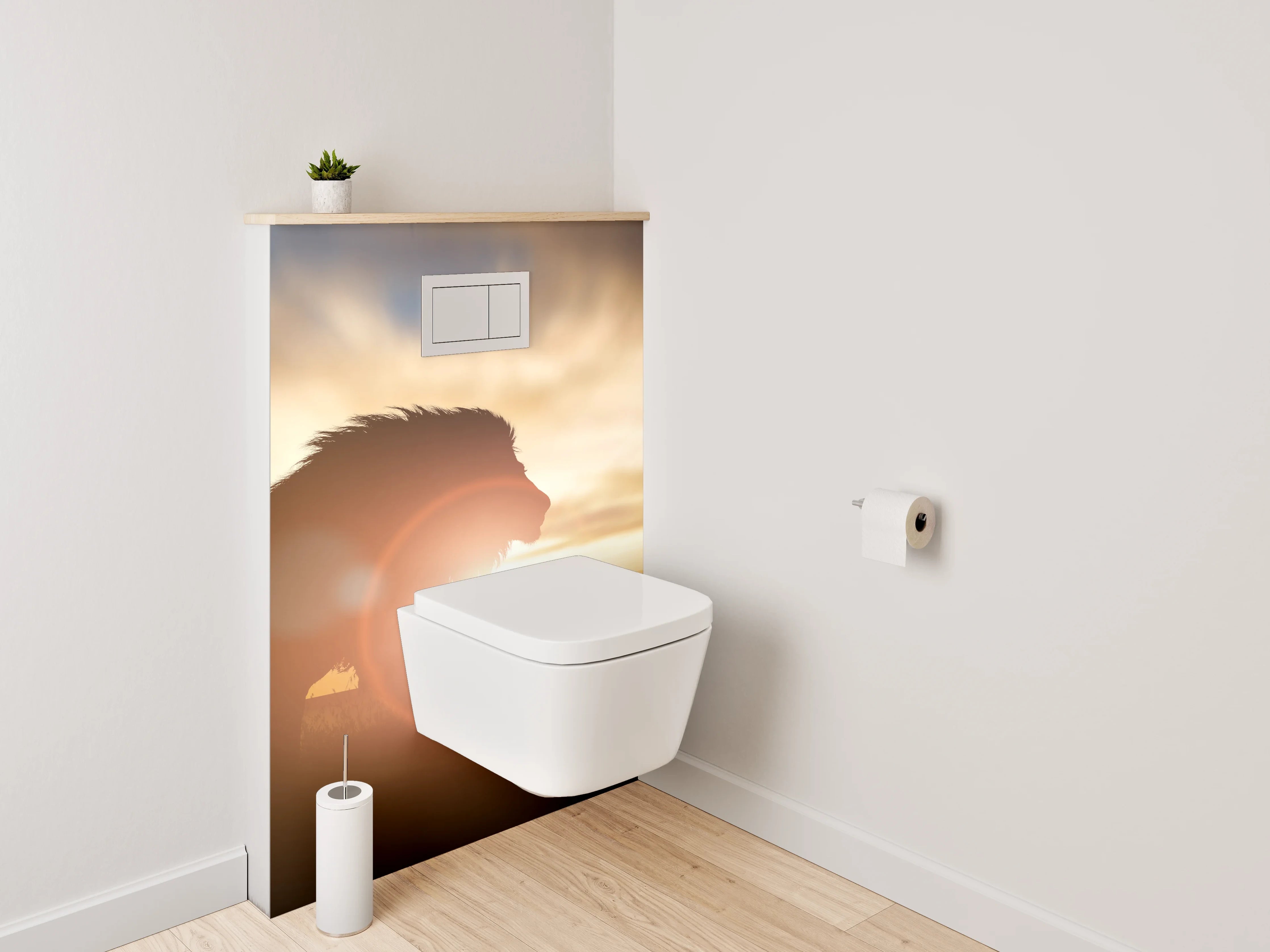 WC-Rückwand - Löwe bei Sonnenuntergang Savanne