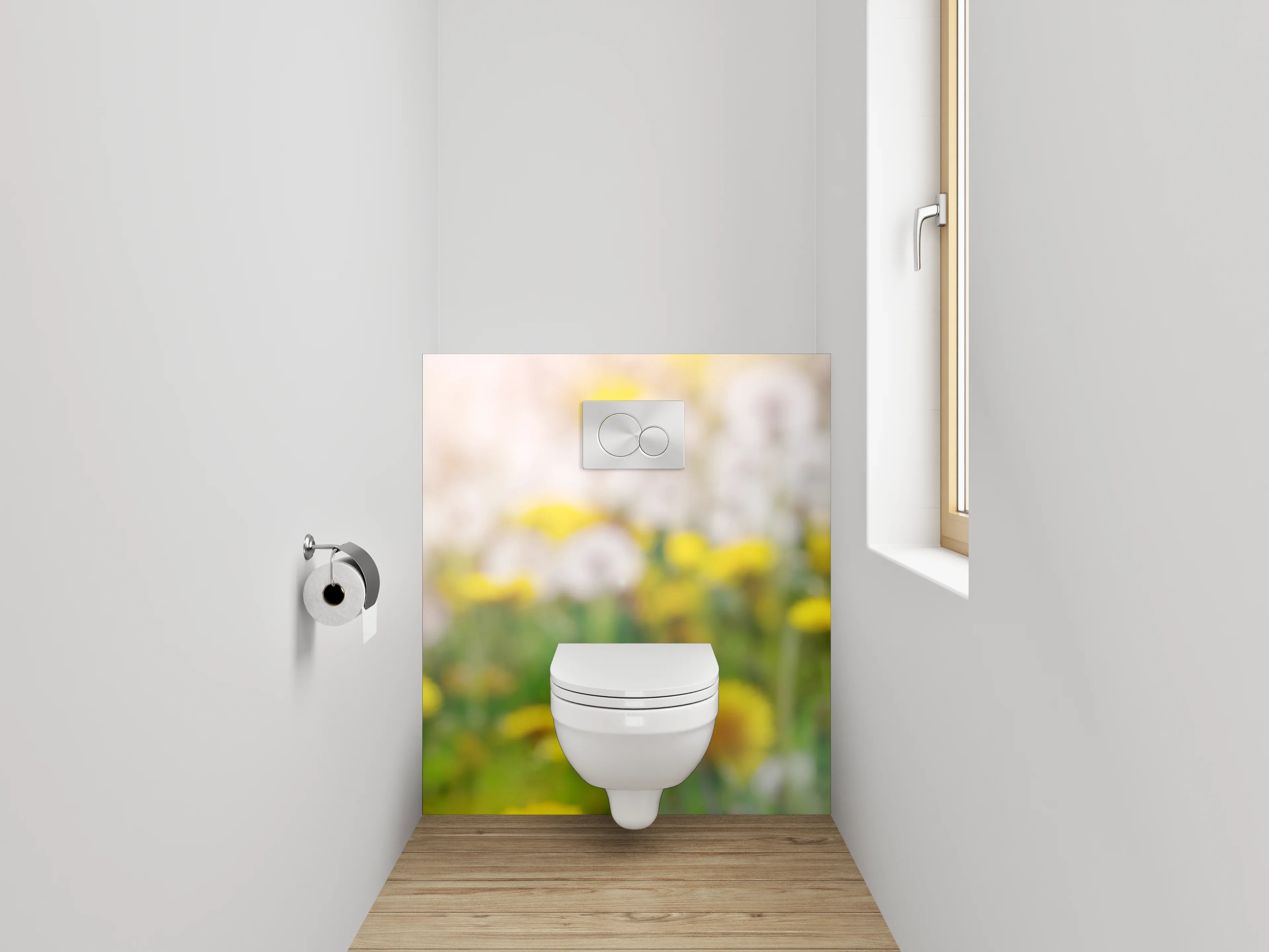 WC-Rückwand - Löwenzahnwiese im Sonnenlicht